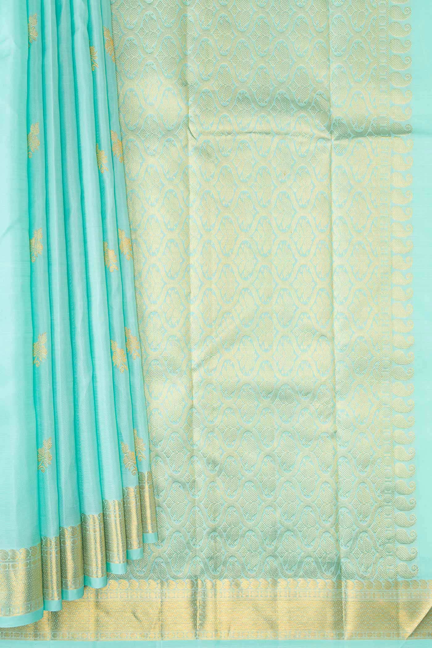 Sky Blue Dual Tone Kanchipuram Silk Saree - Image 4