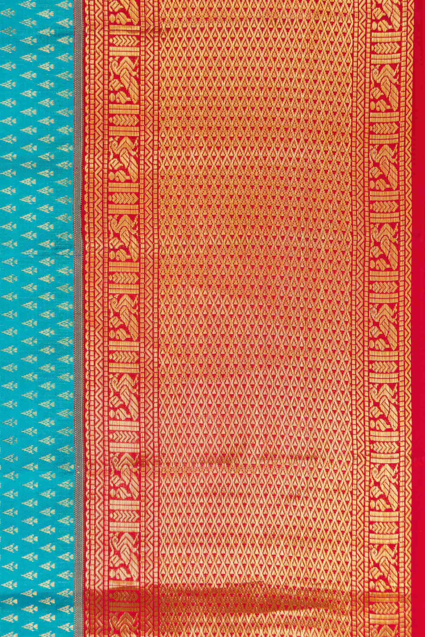 Sky Blue Dual Tone Kanchipuram Silk Saree - Image 3