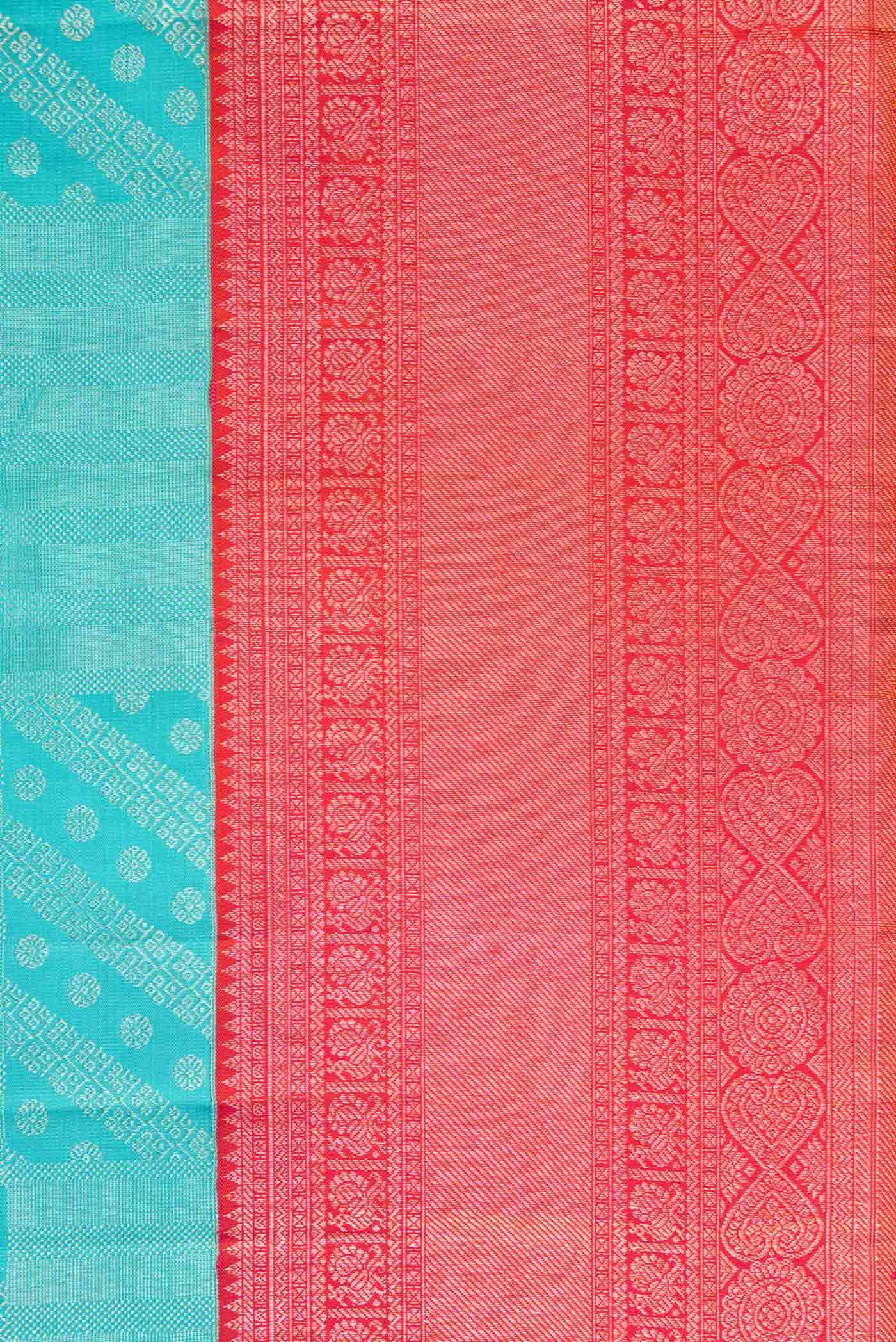 Sky Blue Kanchipuram Silk Saree - Image 3