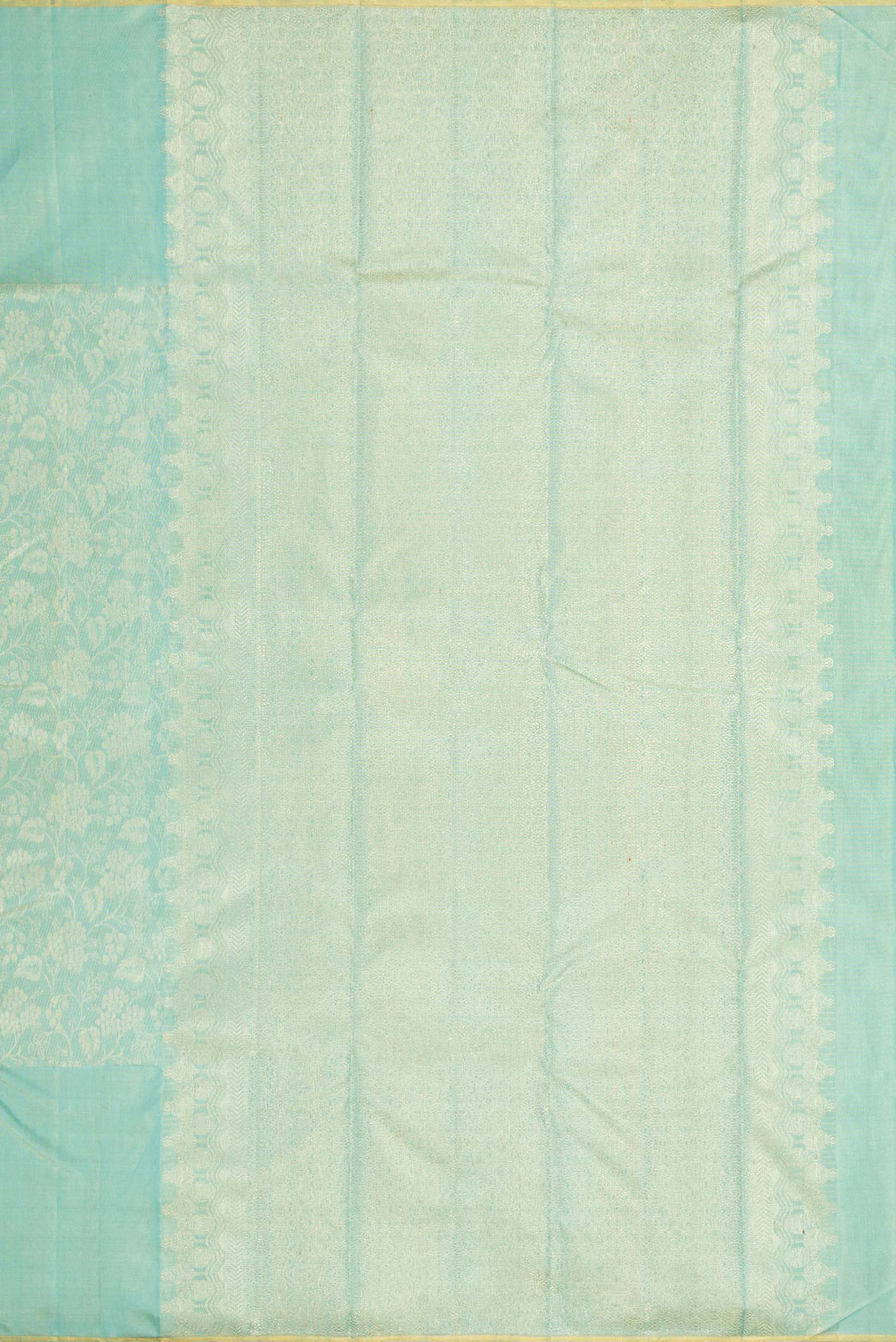Sky Blue Dual Tone Kanchipuram Tissue Silk Saree - Image 7