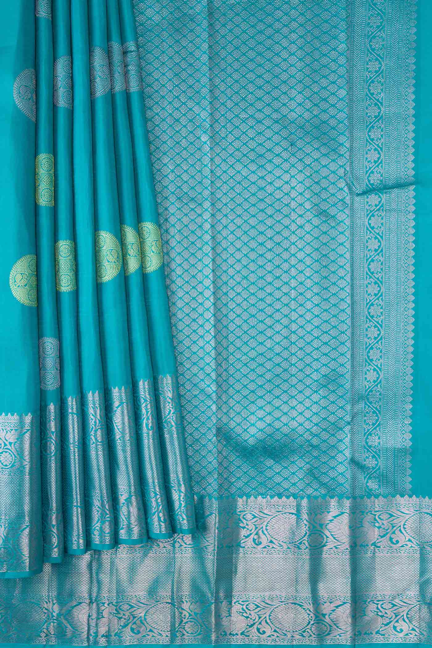 Sky Blue Kanjivaram Silk Saree - Image 4