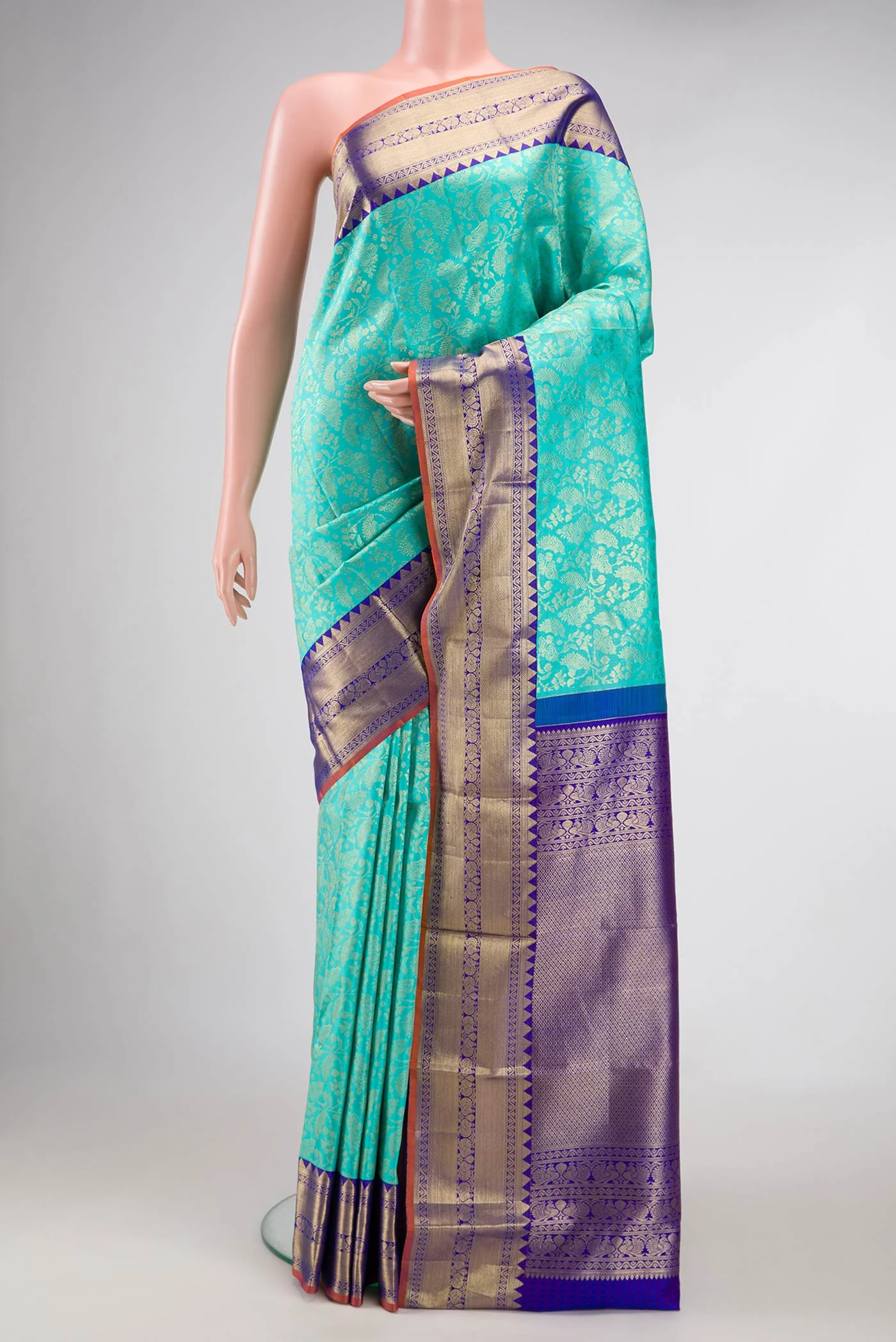 Sky Blue Kanjivaram Silk Saree
