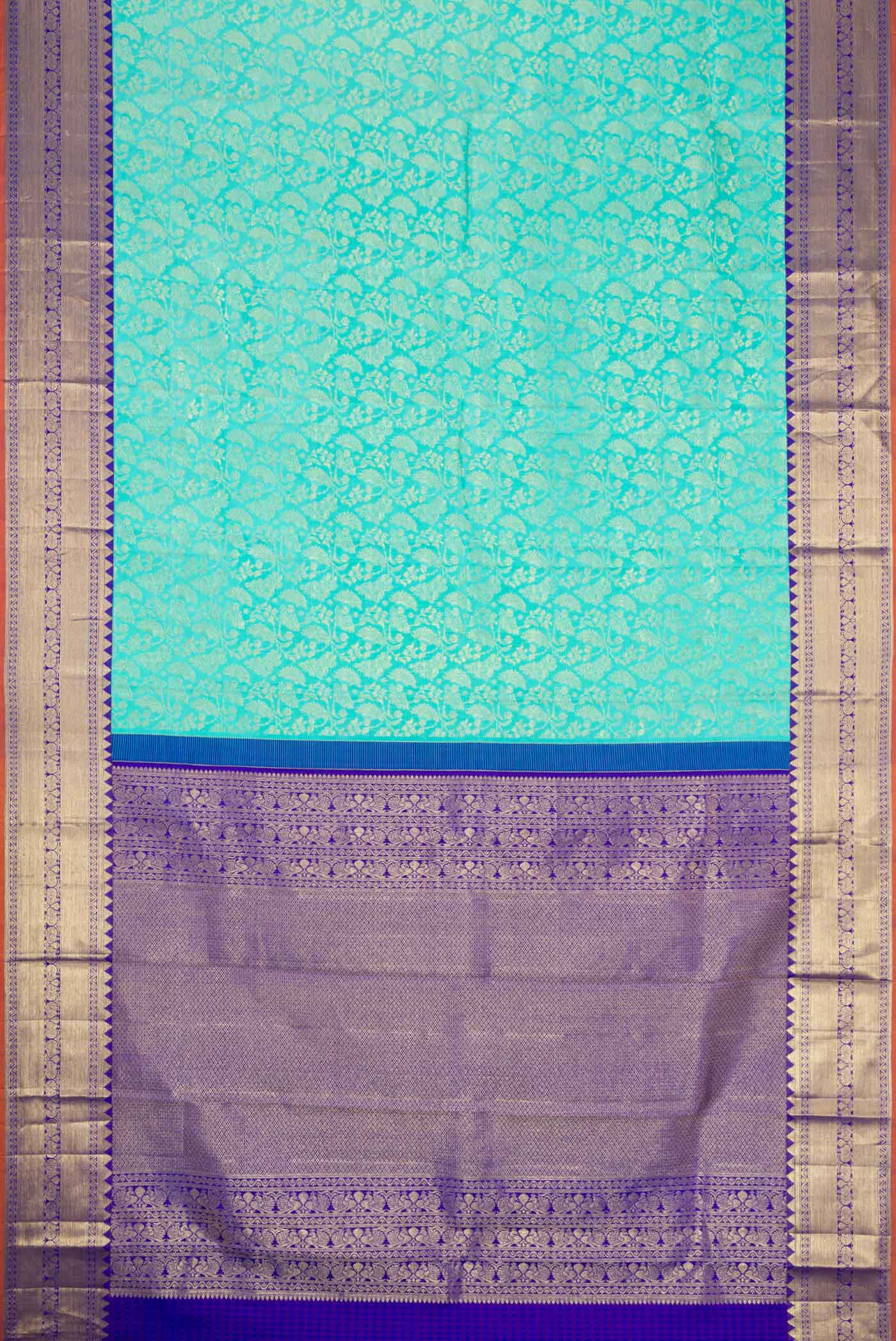Sky Blue Kanjivaram Silk Saree - Image 6