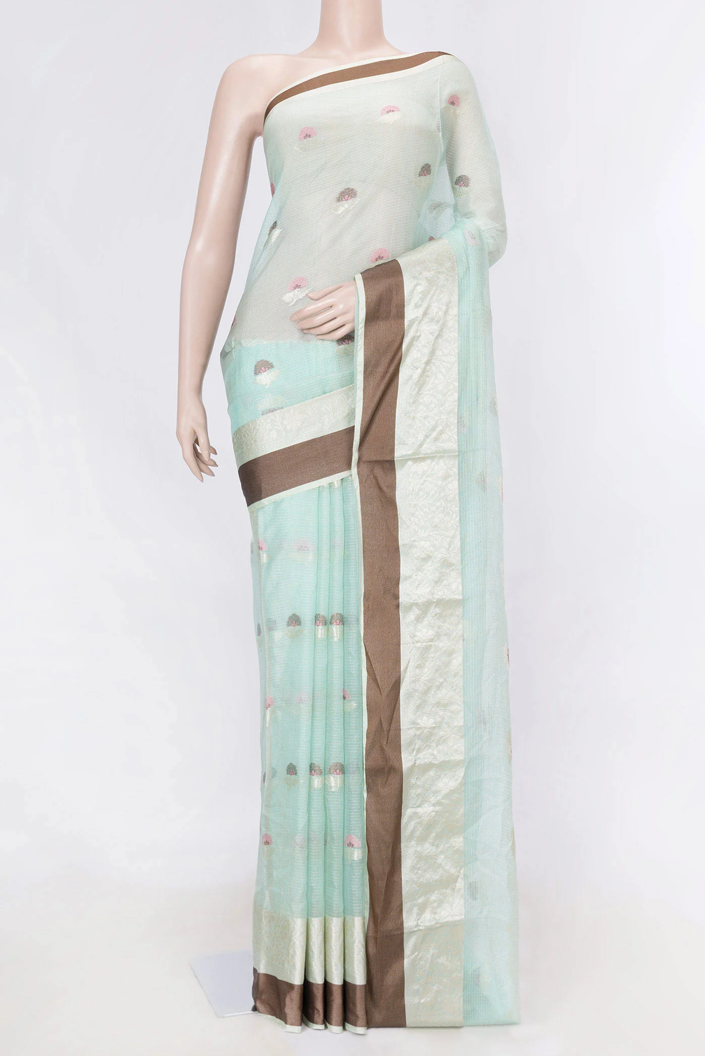 Sky Blue Dual Tone Kota Silk Saree