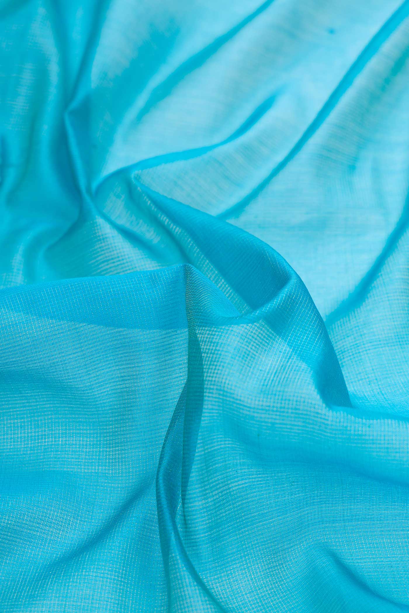 Sky Blue Dual Tone Maheshwari Silk Saree - Image 2