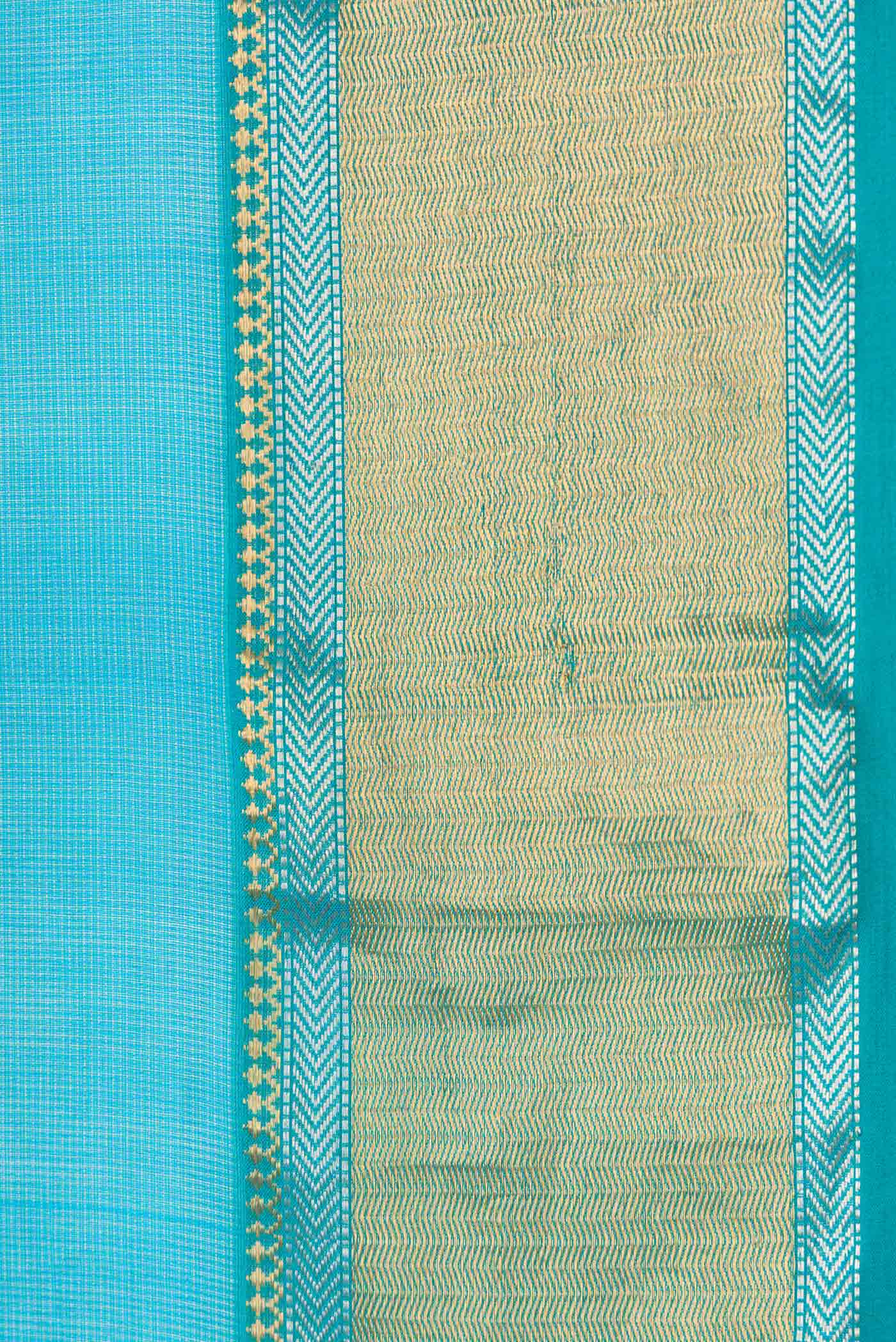 Sky Blue Dual Tone Maheshwari Silk Saree - Image 3