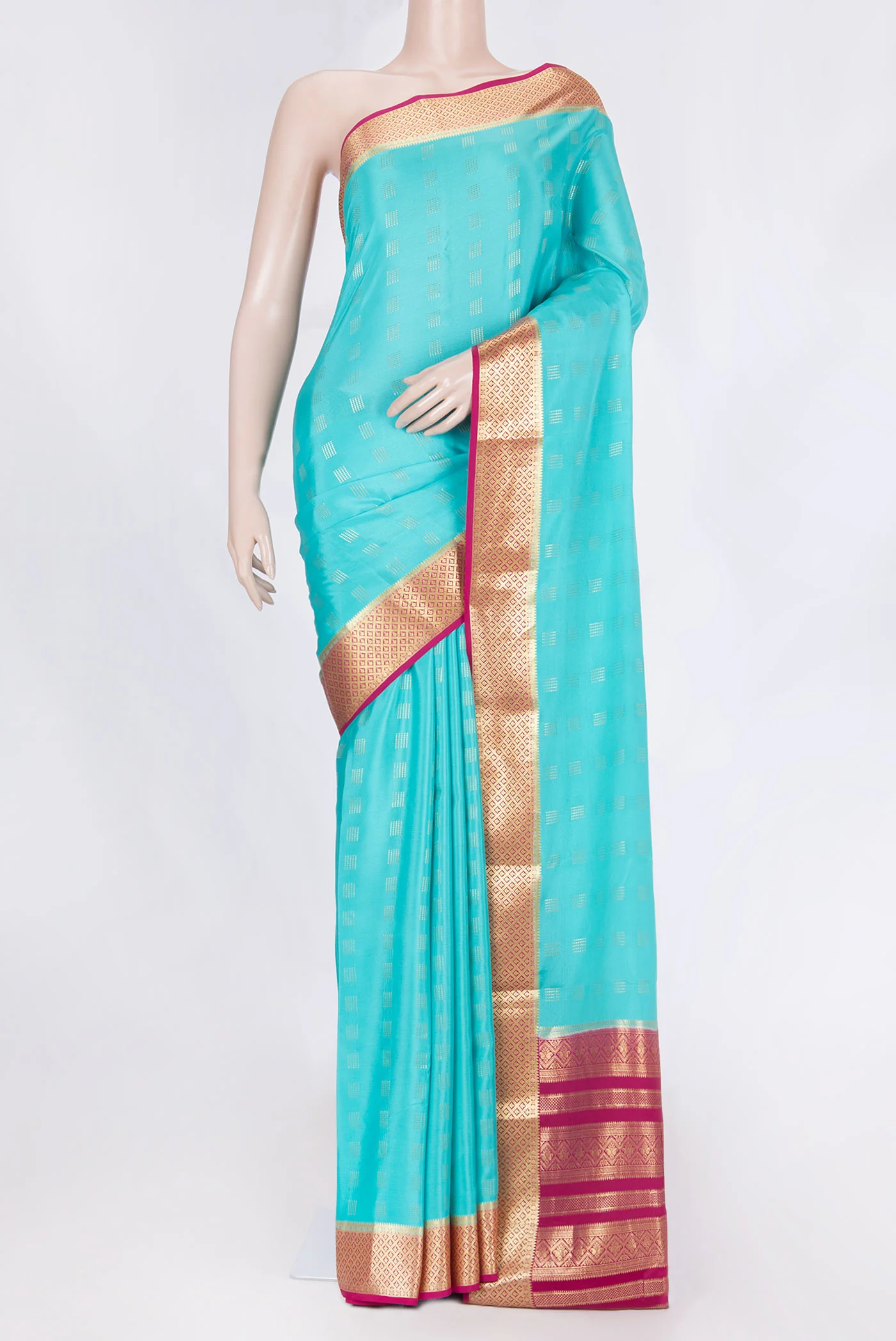 Sky Blue Dual Tone Mysore Crepe Saree