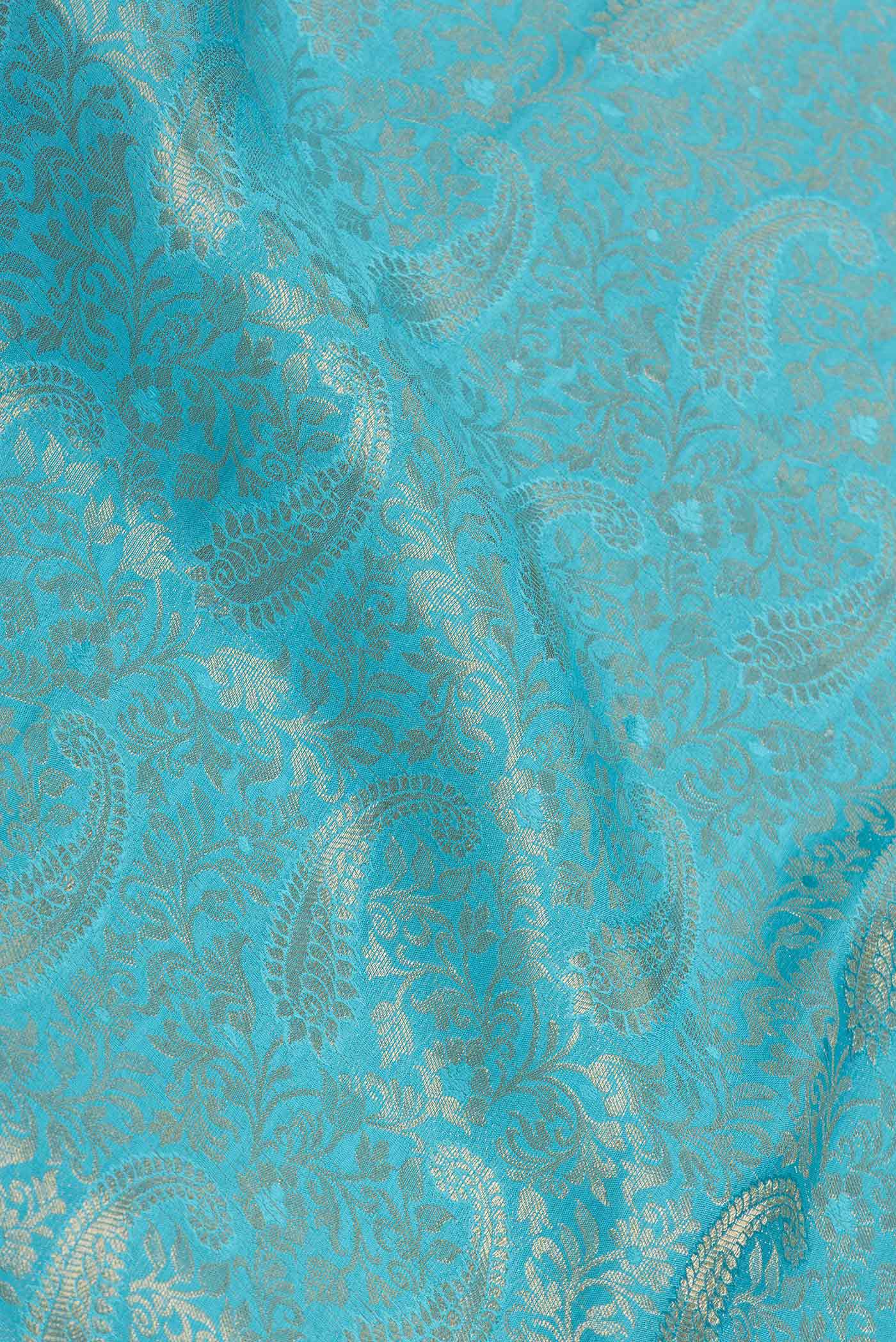 Sky Blue Dual Tone Mysore Crepe Saree - Image 2
