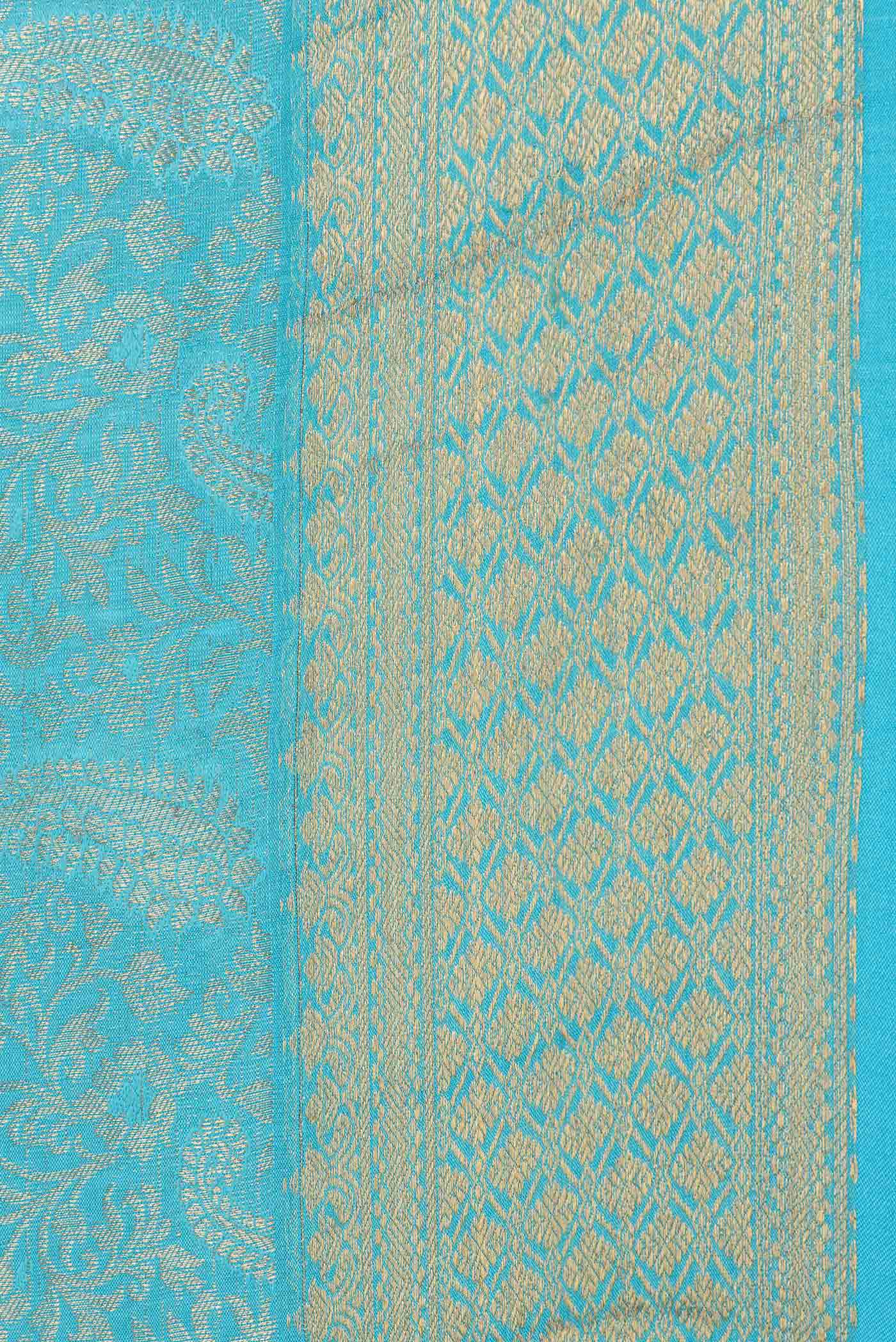 Sky Blue Dual Tone Mysore Crepe Saree - Image 3