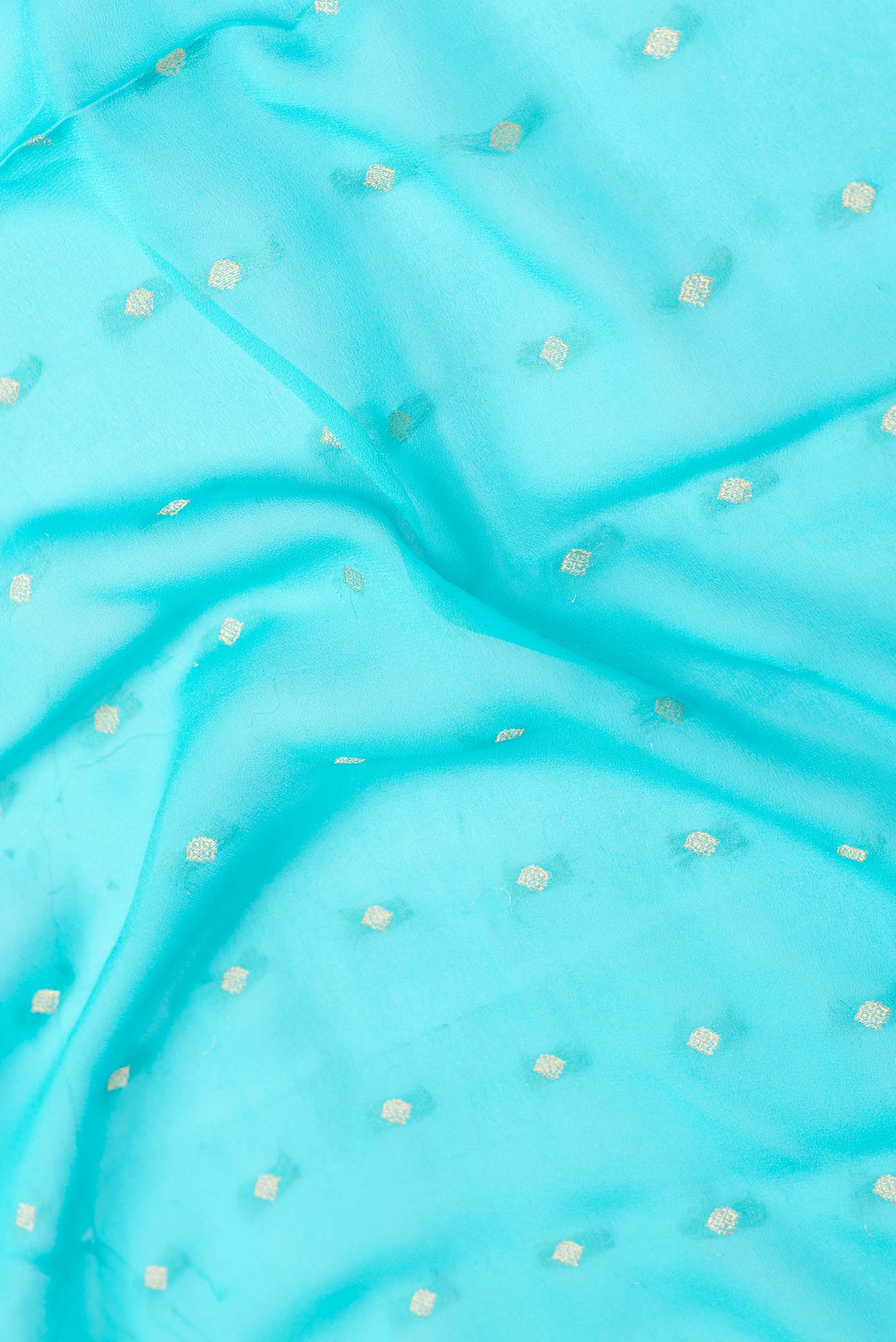 Sky Blue Dual Tone Mysore Georgette Saree - Image 2