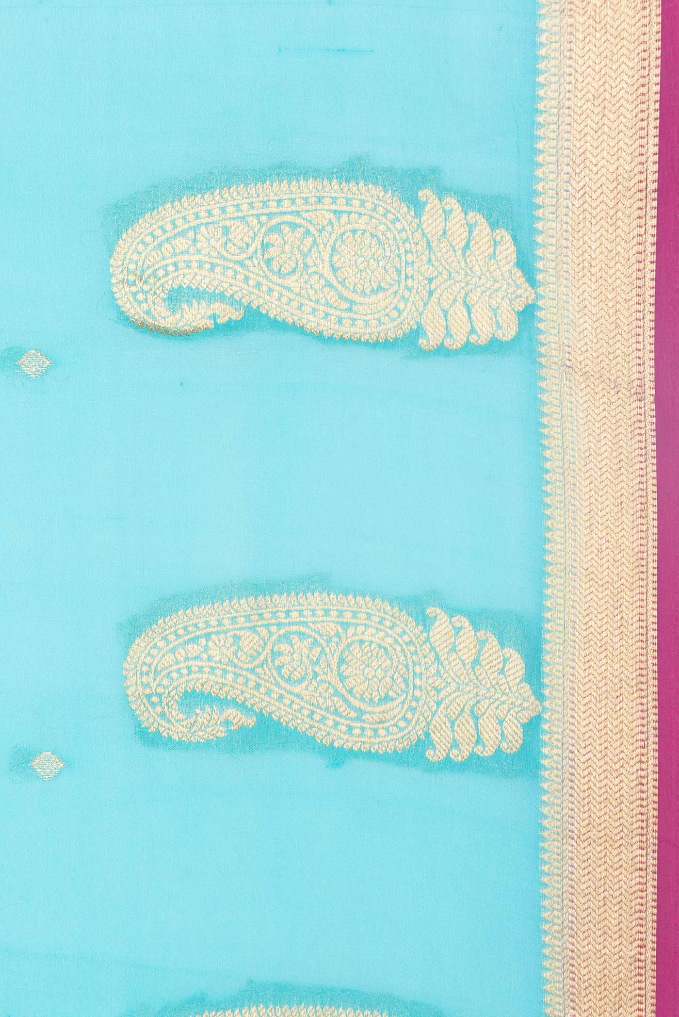Sky Blue Dual Tone Mysore Georgette Saree - Image 3