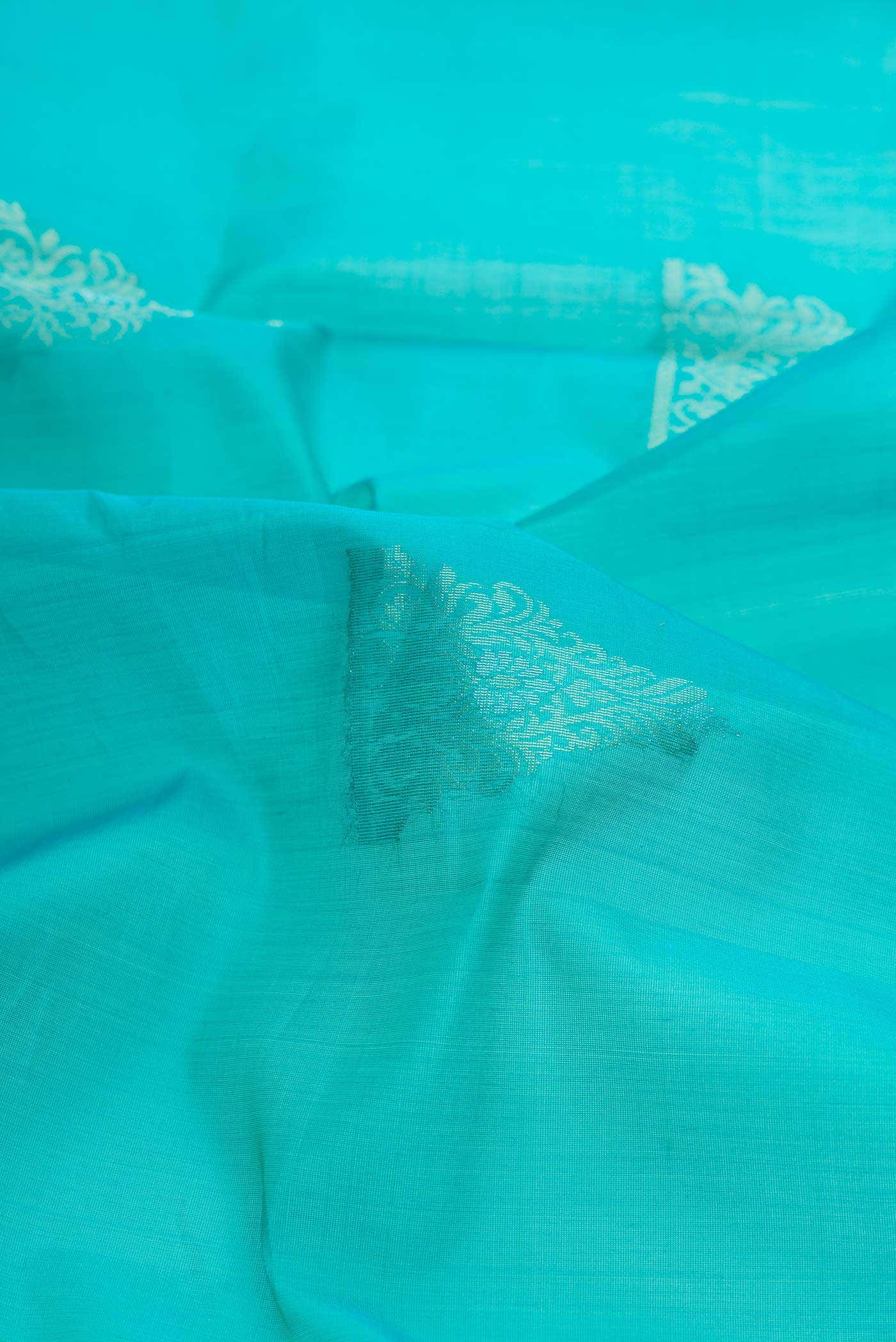 Sky Blue Dual Tone Silk Cotton Saree - Image 2