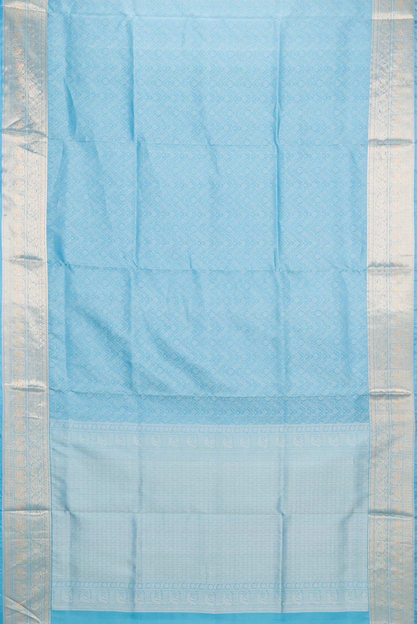 Sky Blue Dual Tone Soft Silk Saree - Image 6