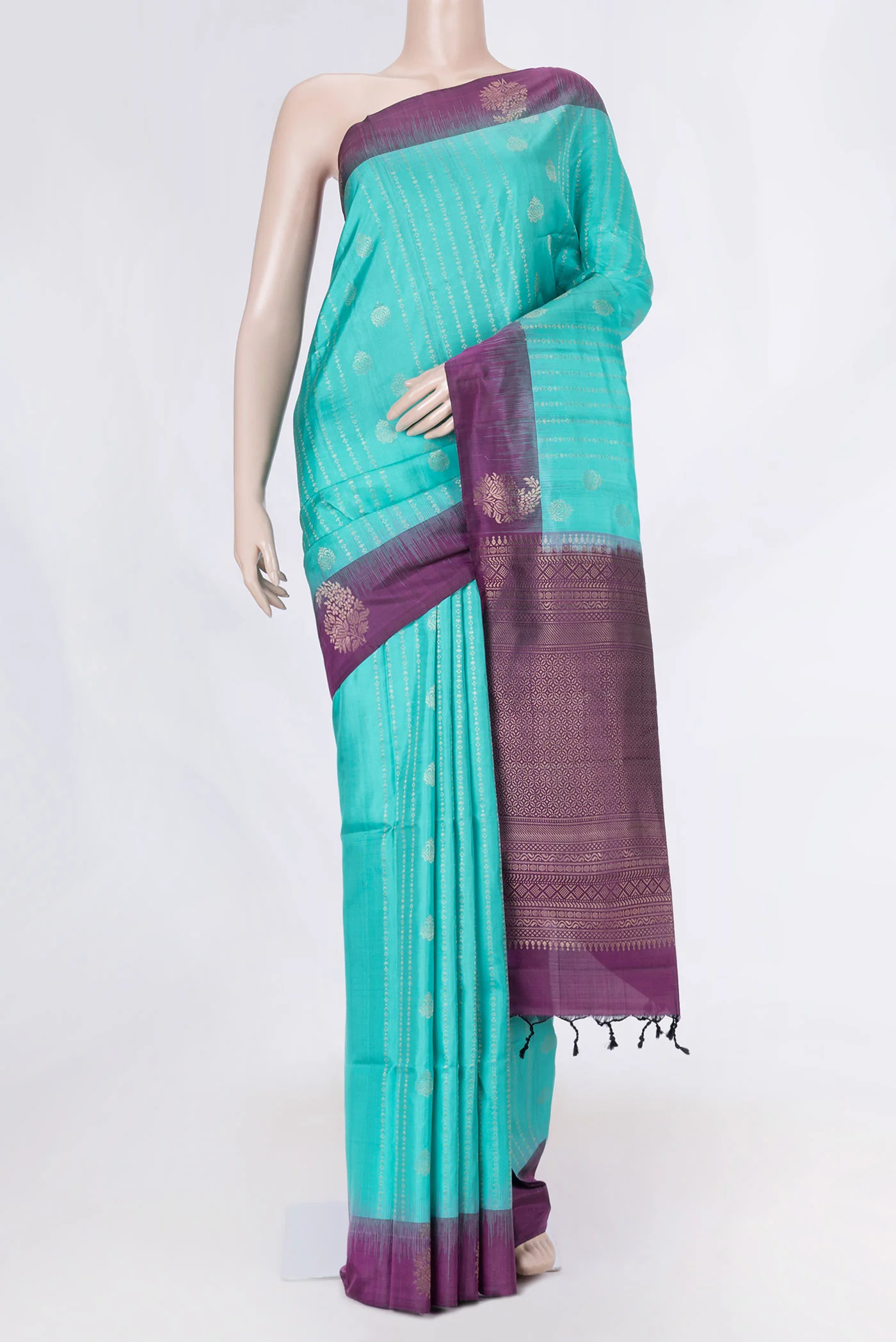 Sky Blue Dual Tone Soft Silk Saree