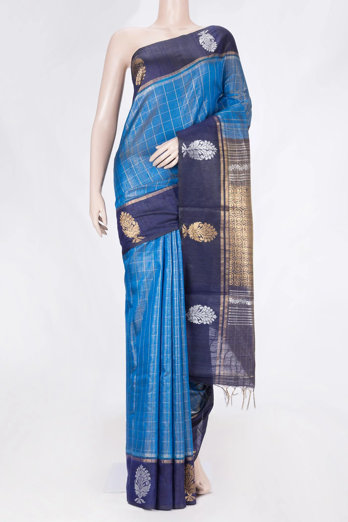 Sky Blue Dual Tone Tussar Saree