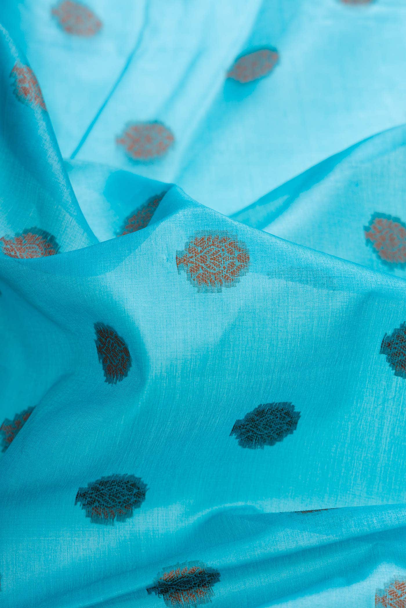 Sky Blue Dual Tone Tussar Silk Saree - Image 2