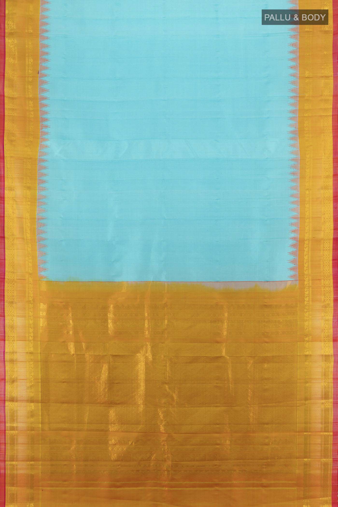 Sky Blue Gadwal Silk Saree - Image 5