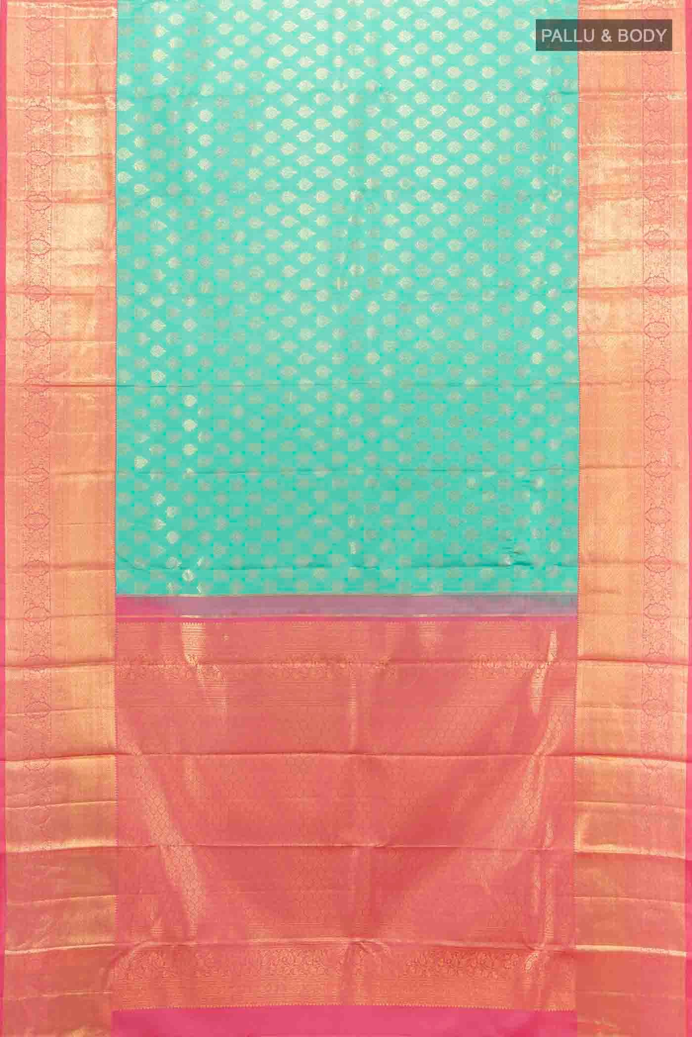 Sky Blue Kanchipuram Silk Saree - Image 5