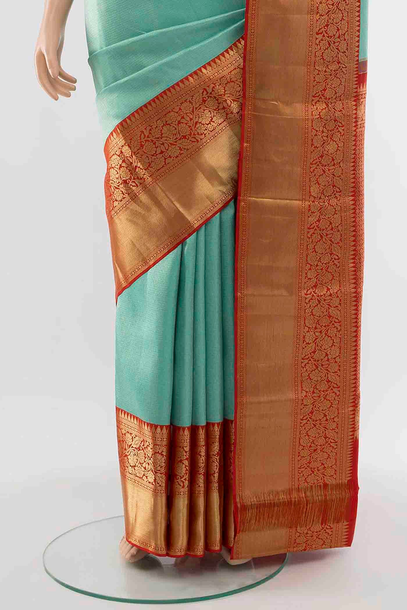 Sky Blue Kanjivaram Silk Saree - Image 3