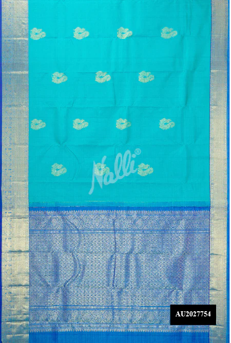 Sky Blue Kanchipuram Silk Saree