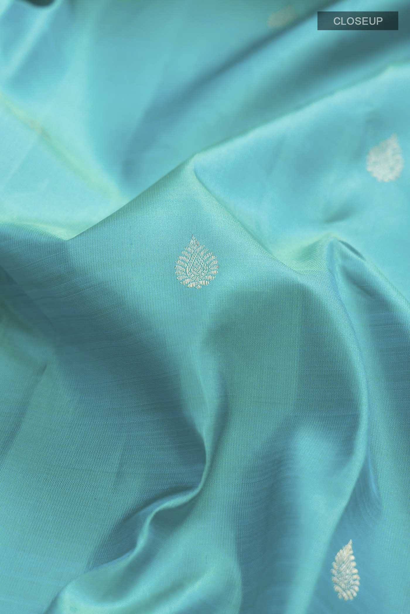 Sky Blue Kanjivaram Silk Saree - Image 2