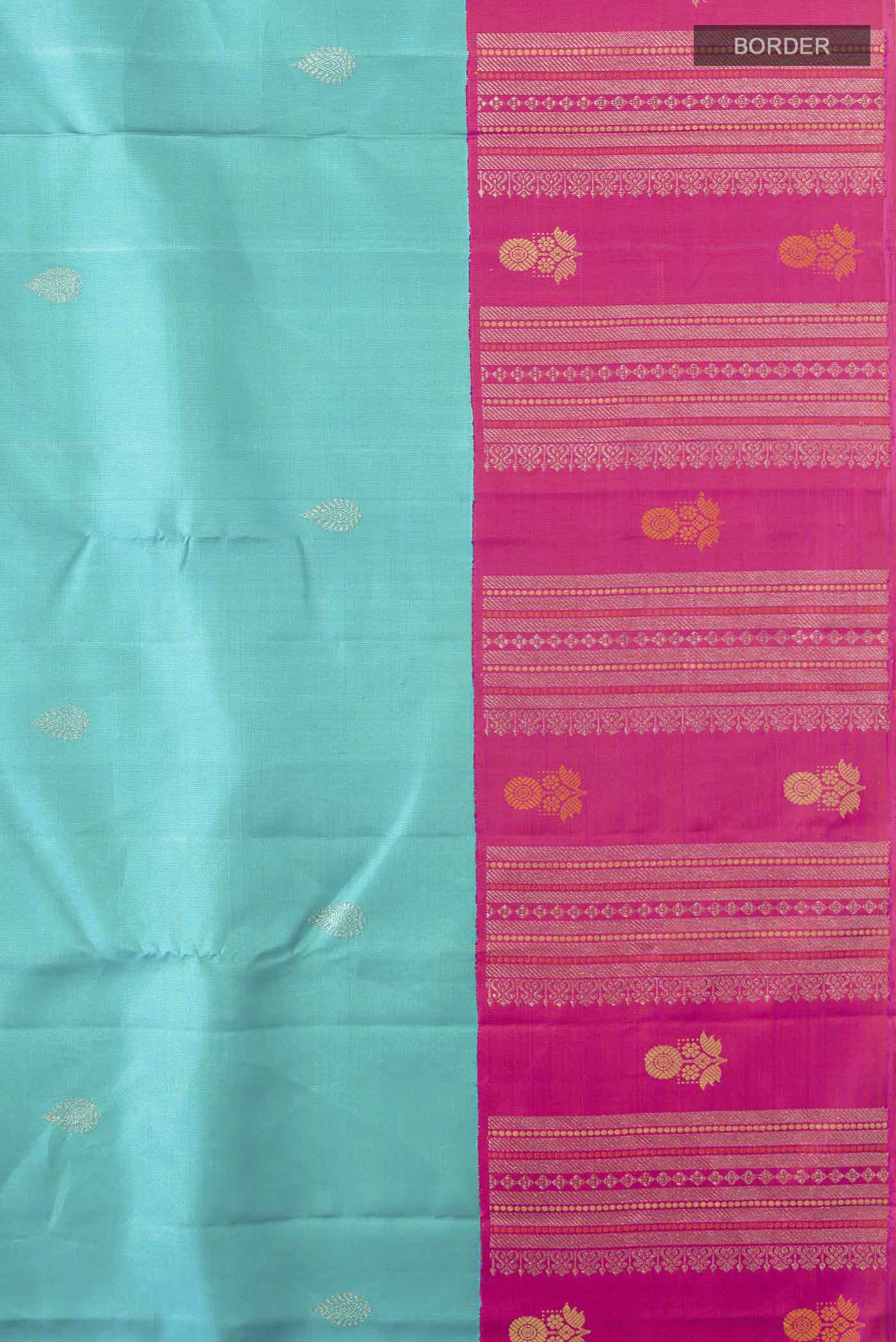 Sky Blue Kanjivaram Silk Saree - Image 3