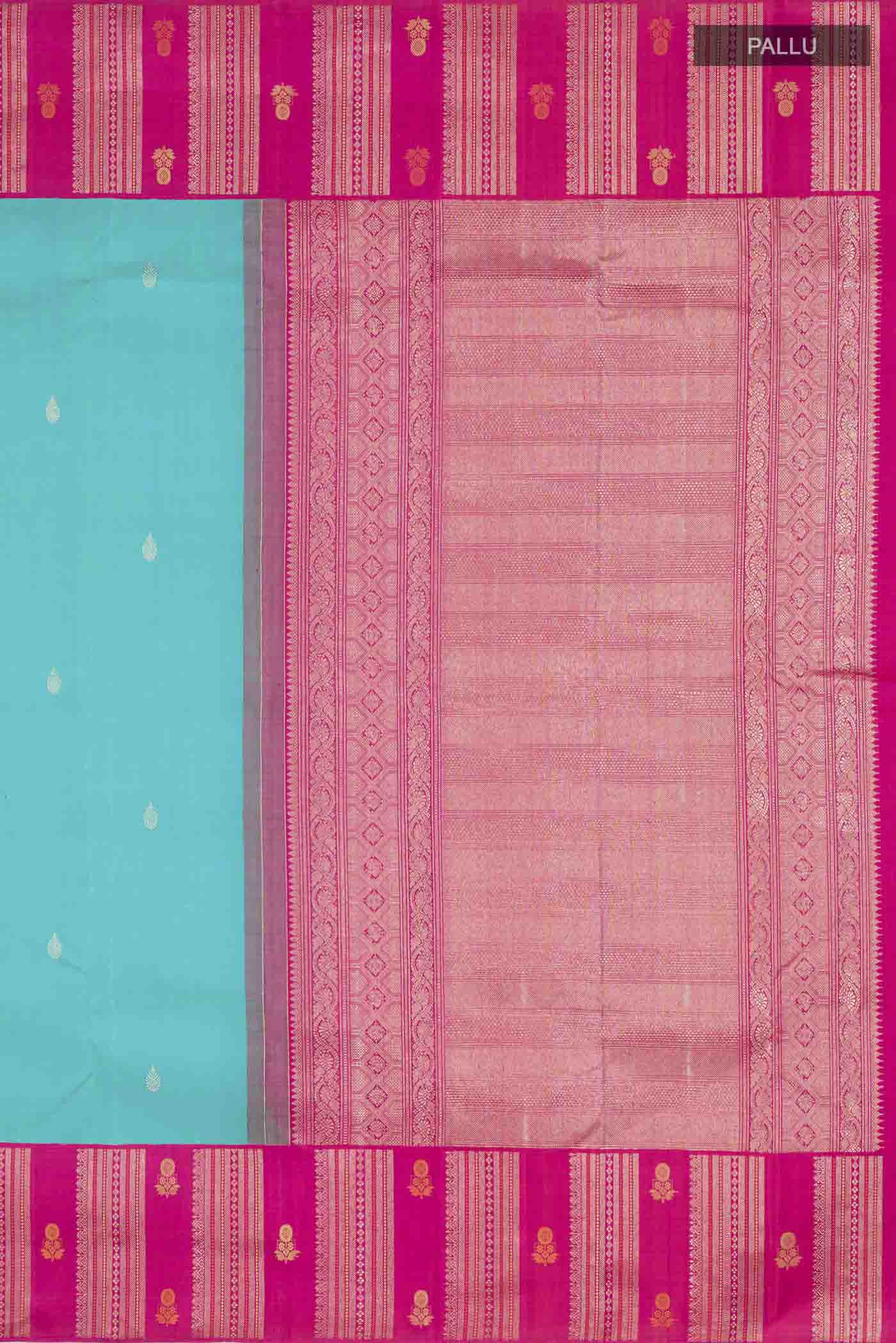 Sky Blue Kanjivaram Silk Saree - Image 7