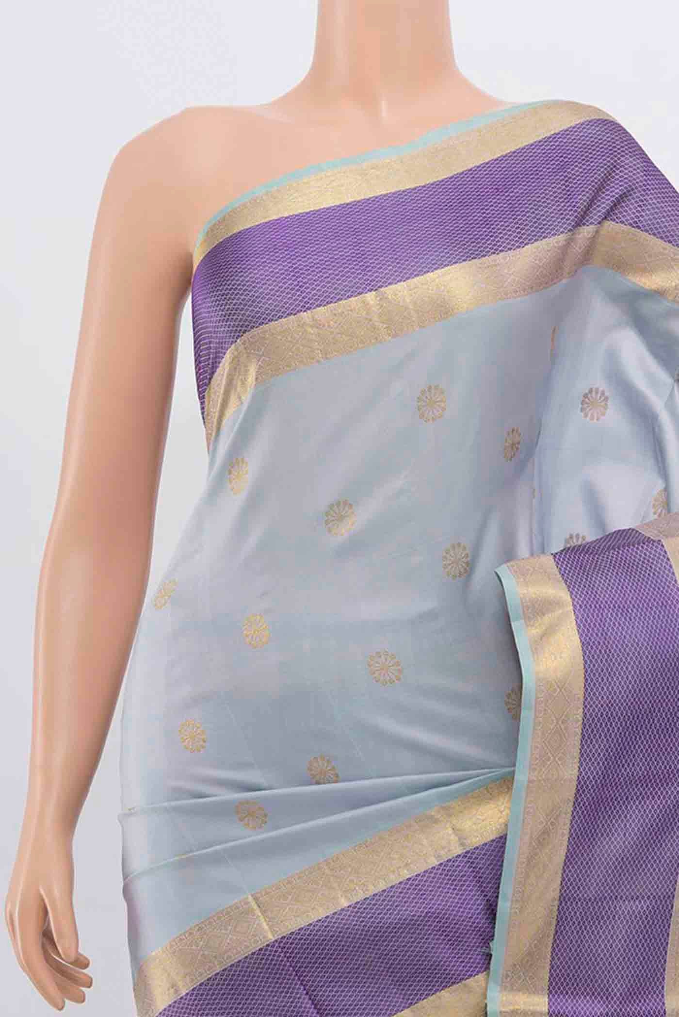 Sky Blue Kanjivaram Silk Saree - Image 2