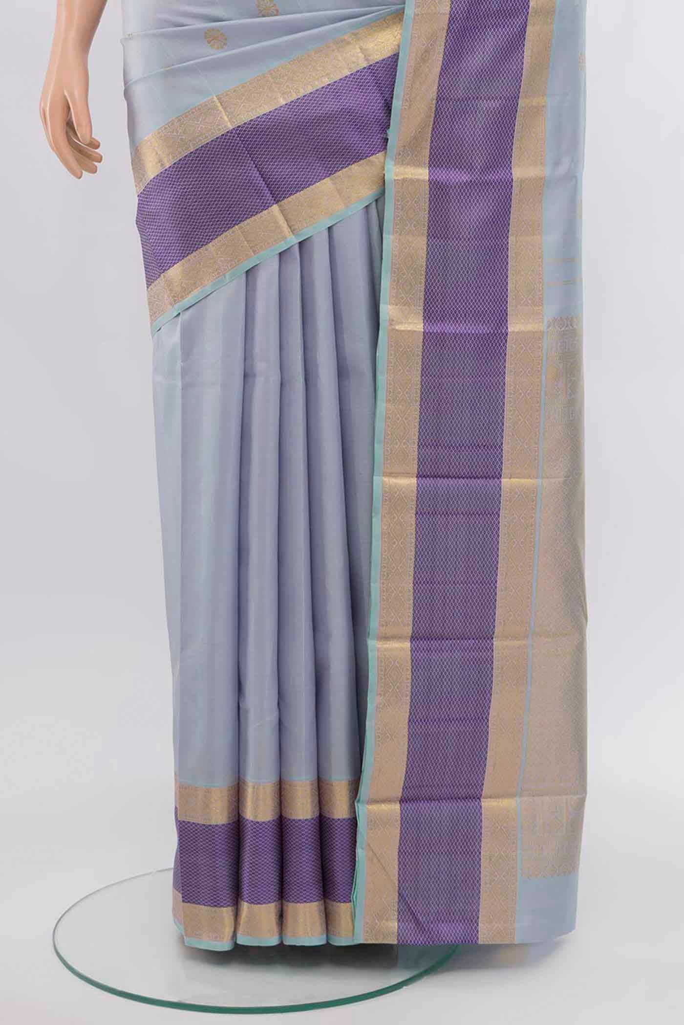 Sky Blue Kanjivaram Silk Saree - Image 3