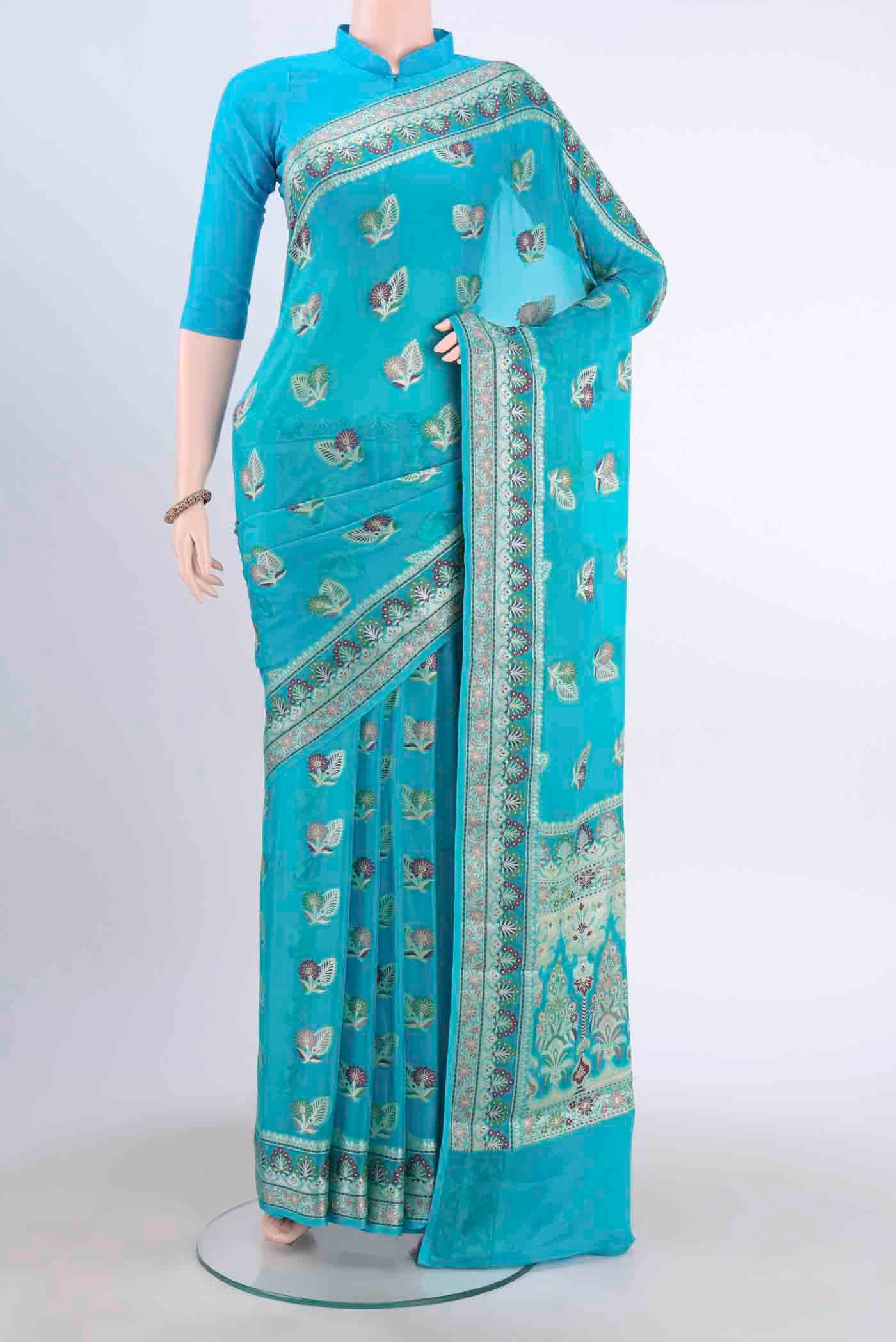 Sky Blue Banarasi Georgette Saree
