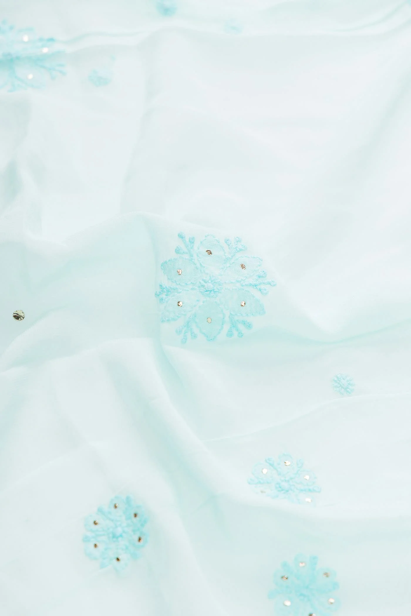 Sky Blue Mysore Georgette Saree - Image 3