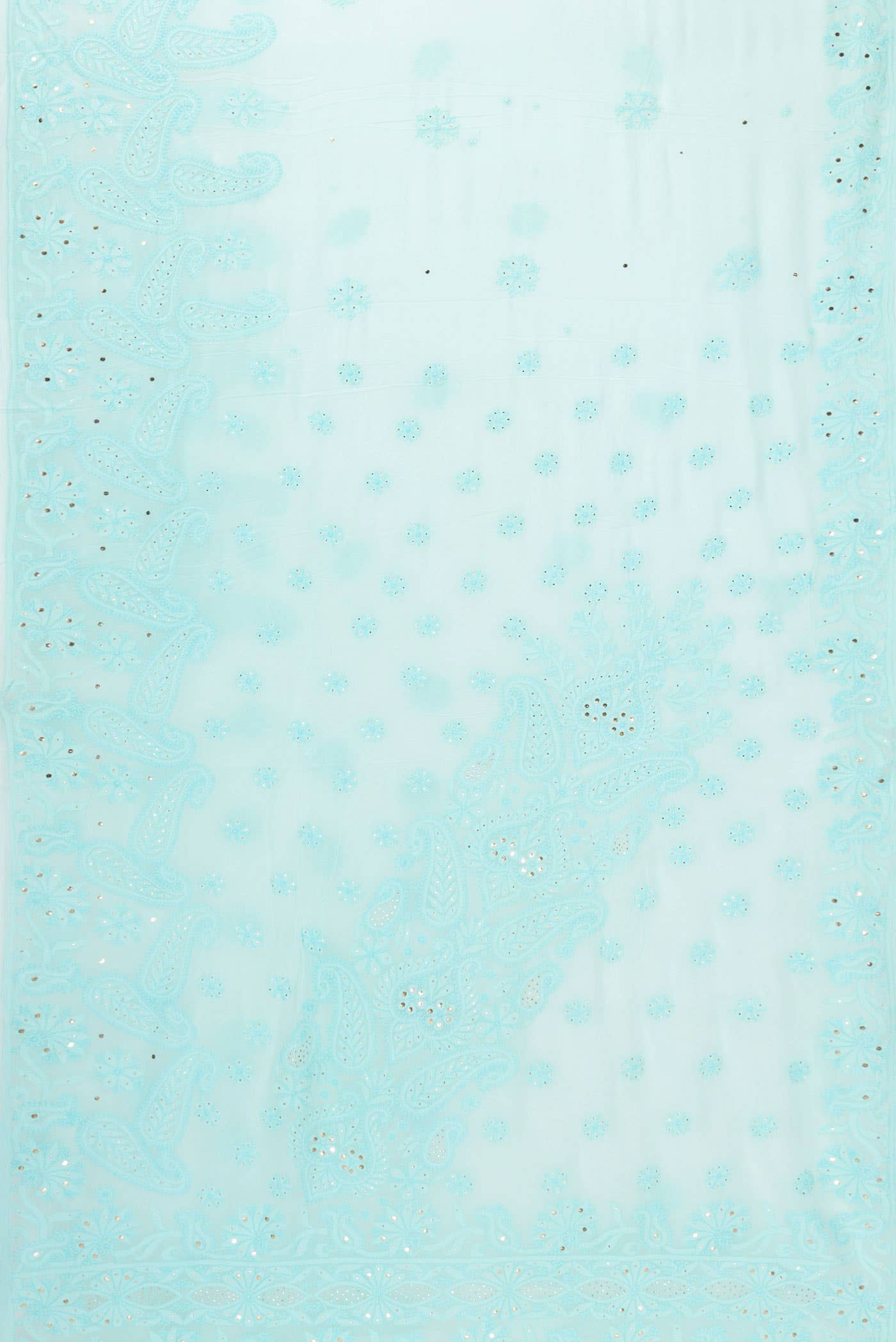 Sky Blue Mysore Georgette Saree - Image 4