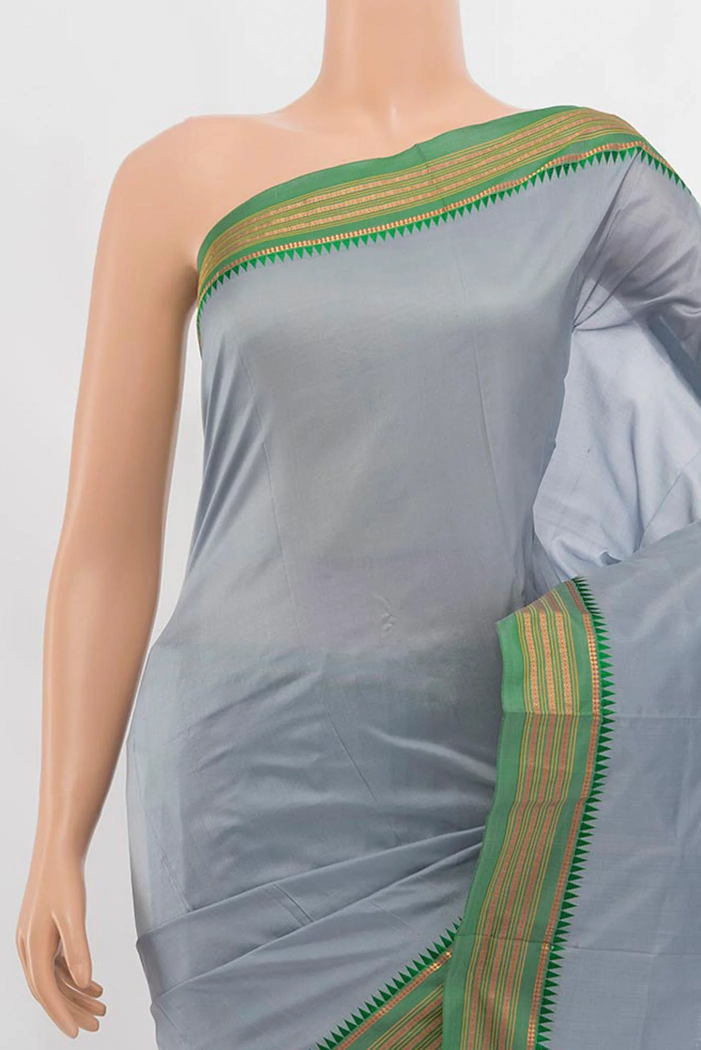 Grey Narayanpet Silk Saree - Image 2