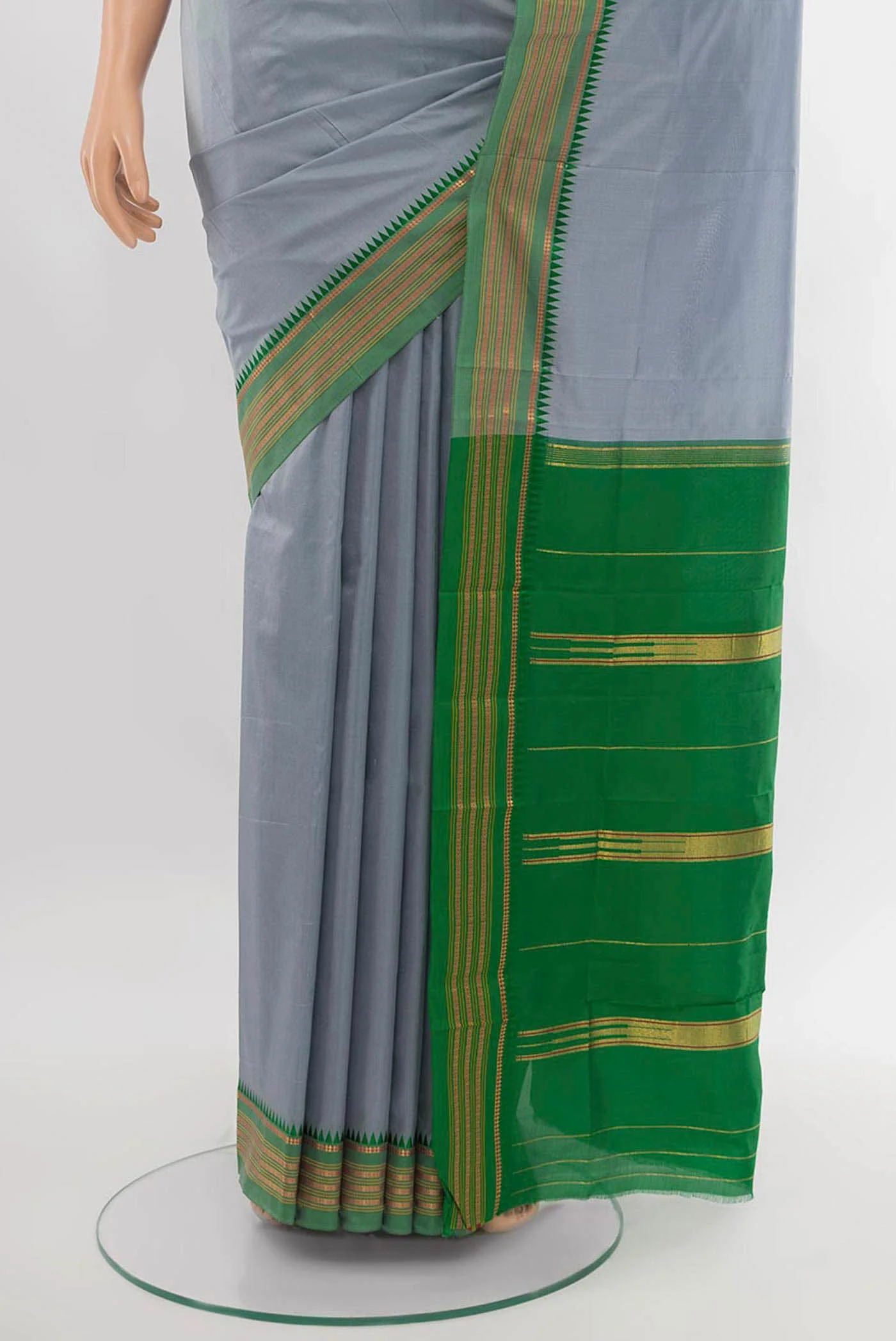 Grey Narayanpet Silk Saree - Image 3