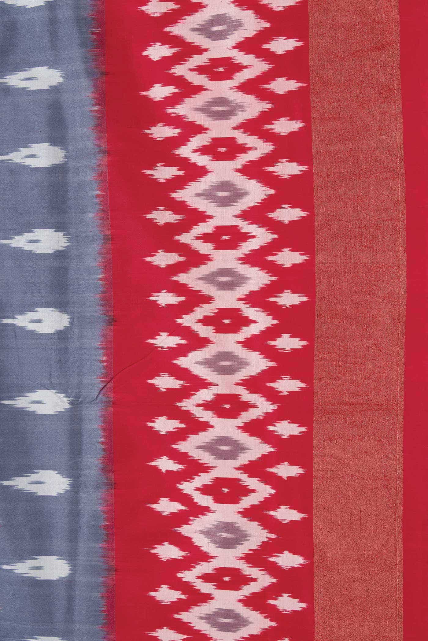 Sky Blue Pochampally Silk Saree - Image 3