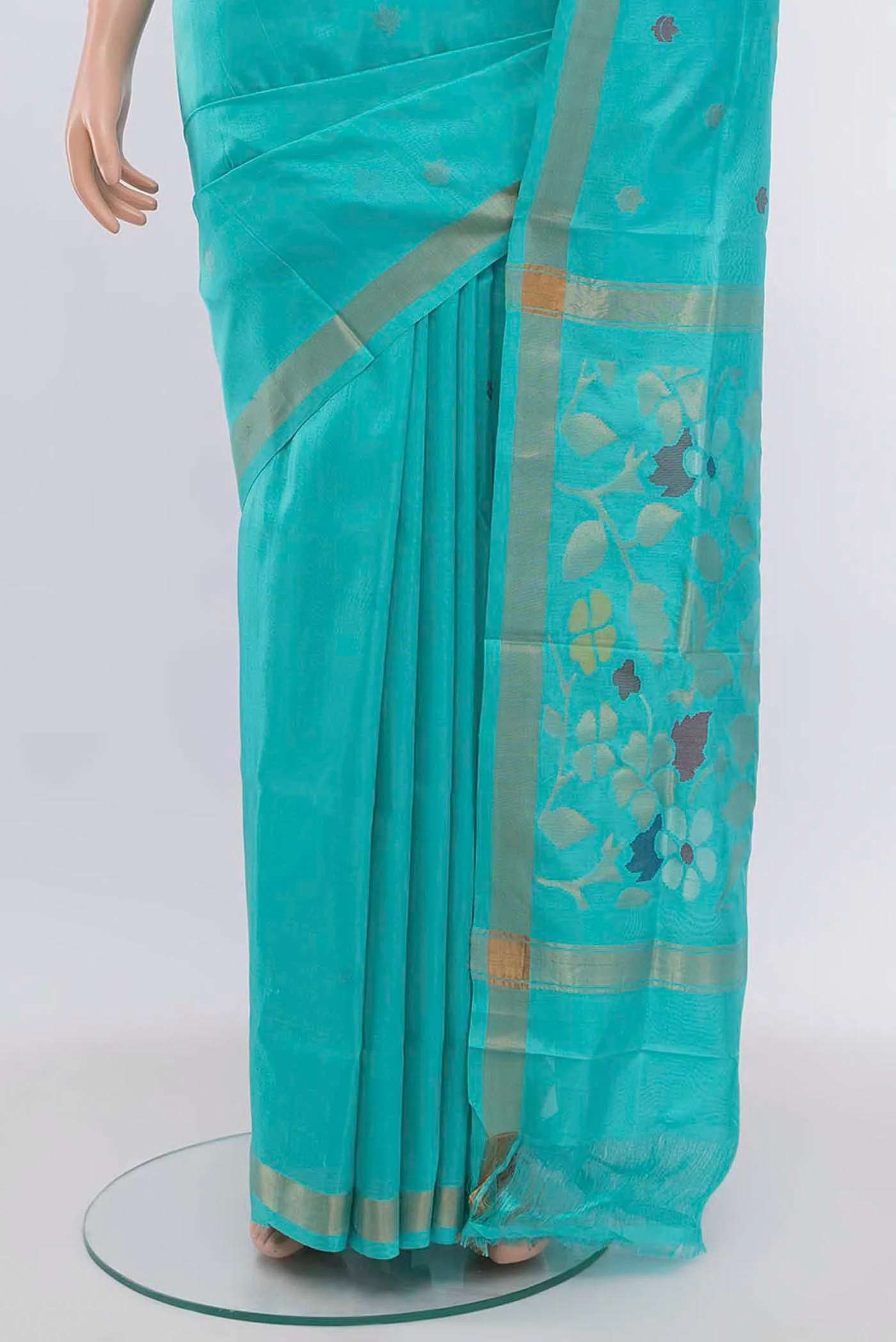 Sky Blue Uppada Silk Saree - Image 3