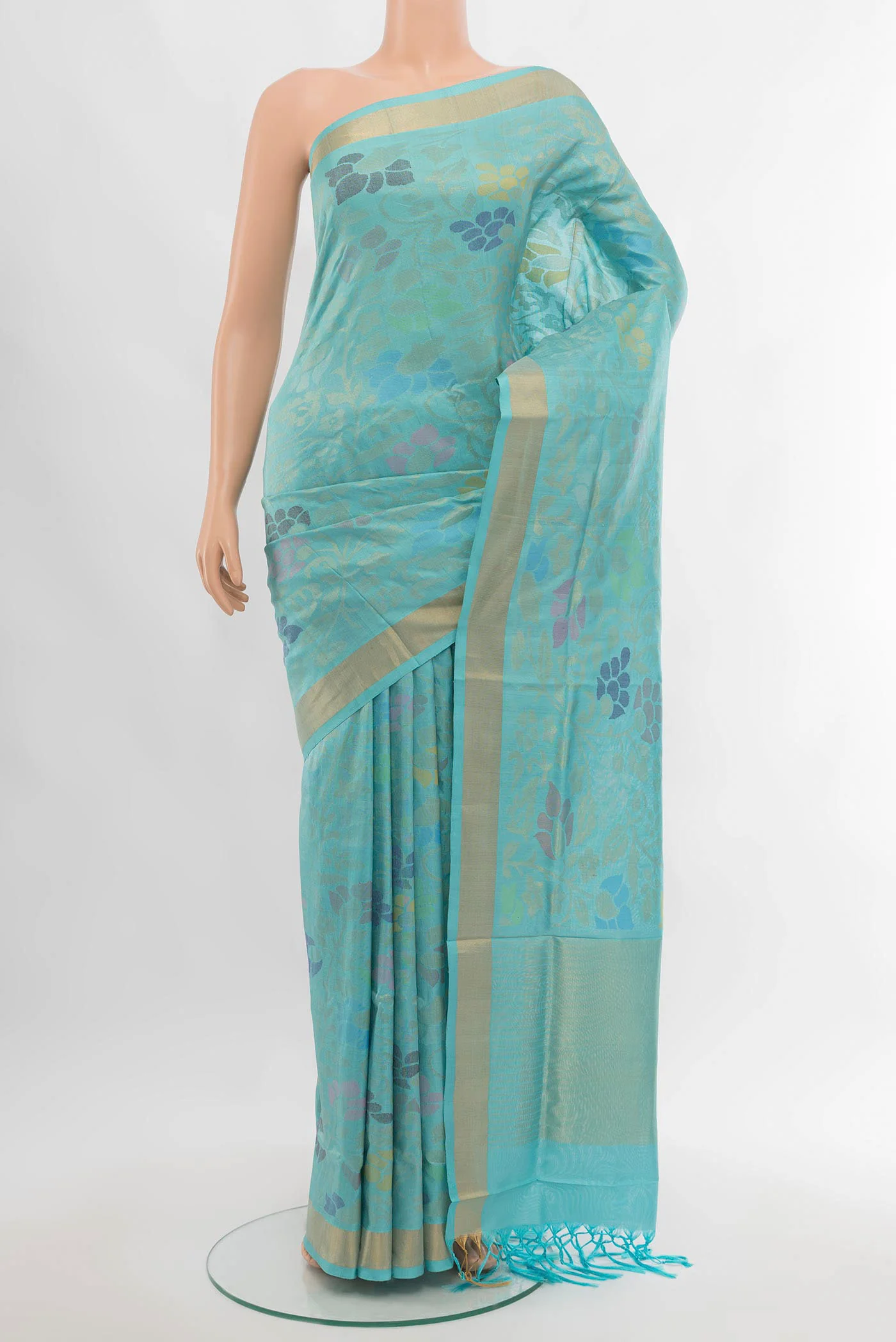 Pure Silk Pure Zari Sky Blue Uppada Saree