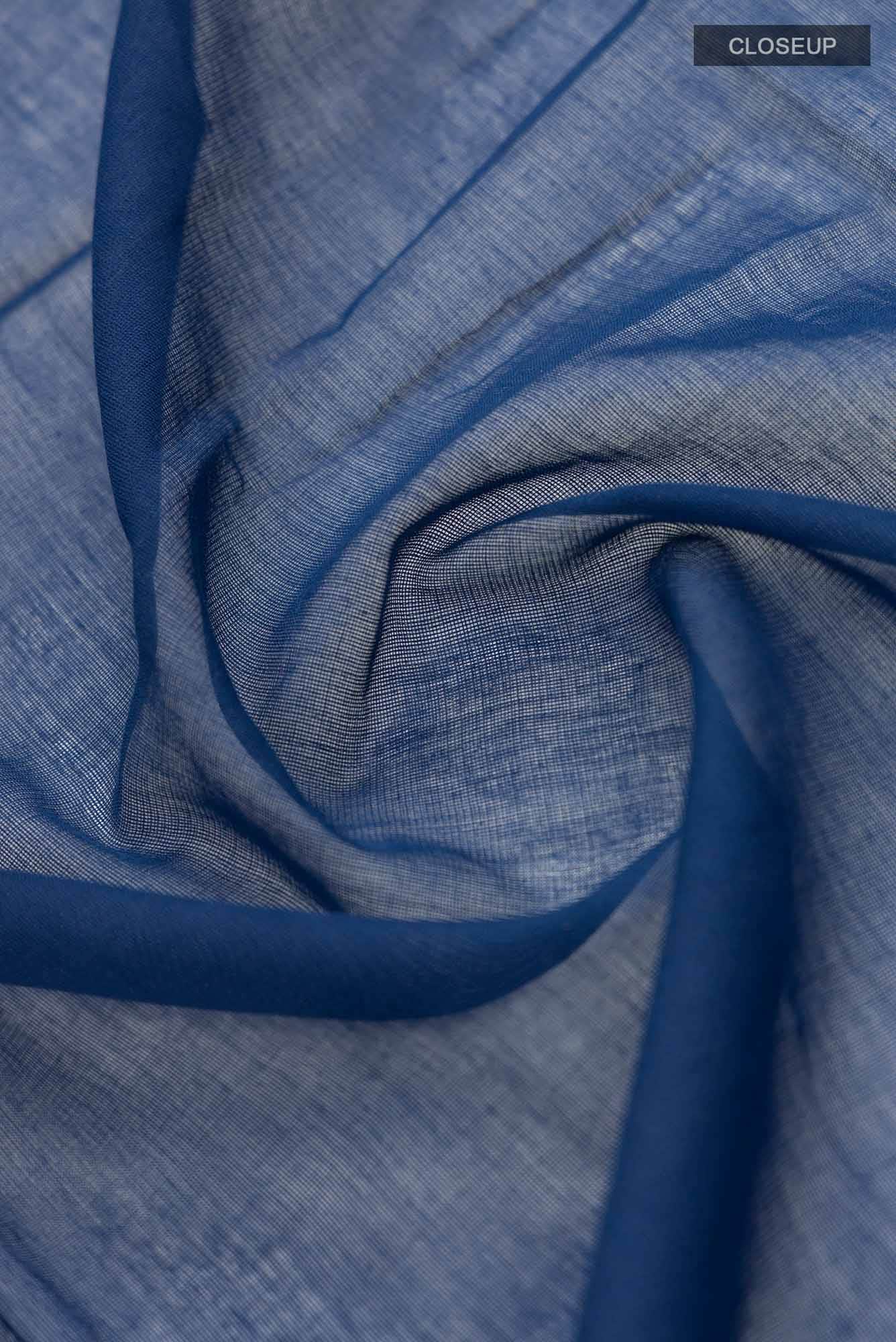 Suchitra-Dark Blue Bengal Cotton Saree - Image 3