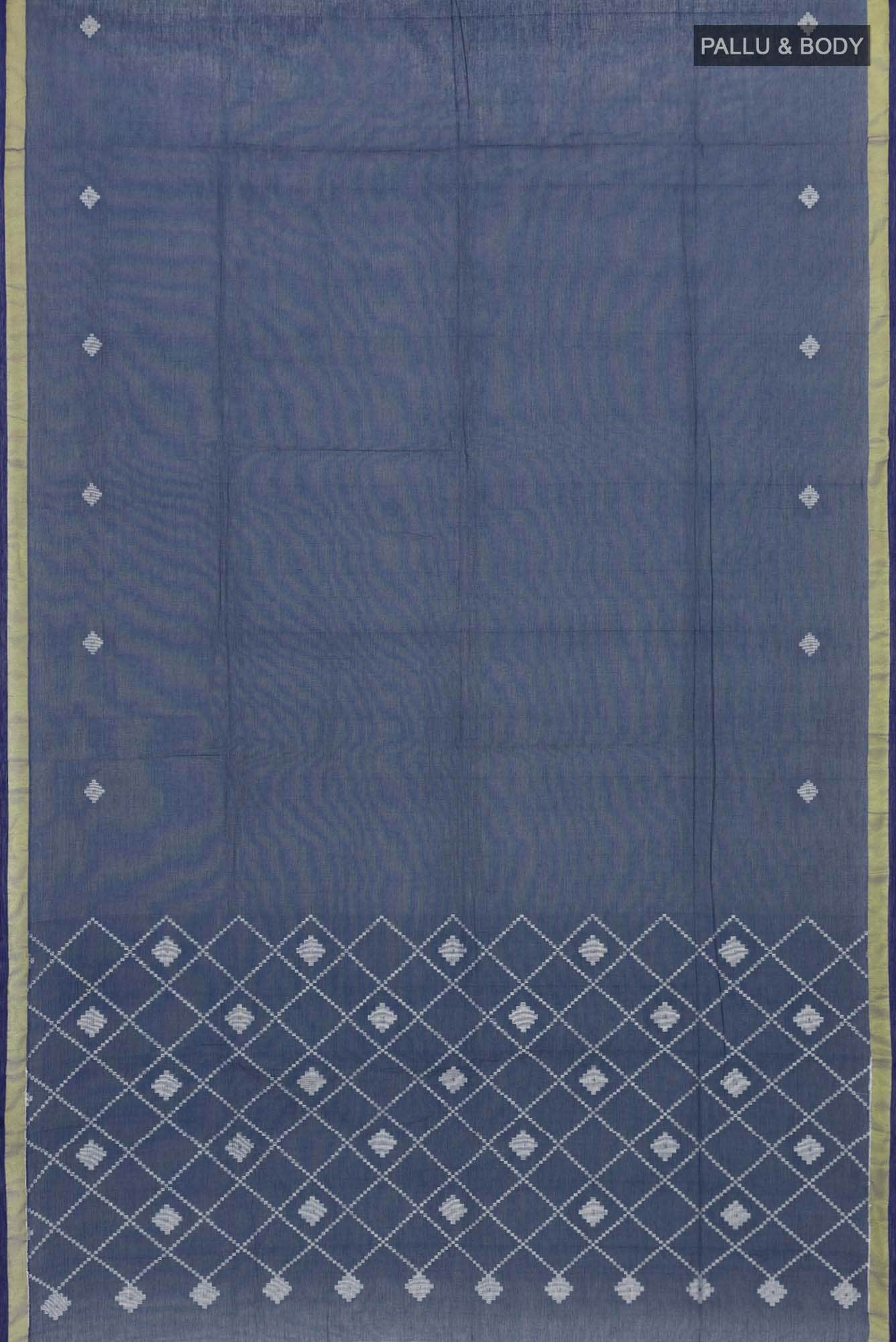 Suchitra-Dark Blue Bengal Cotton Saree - Image 4