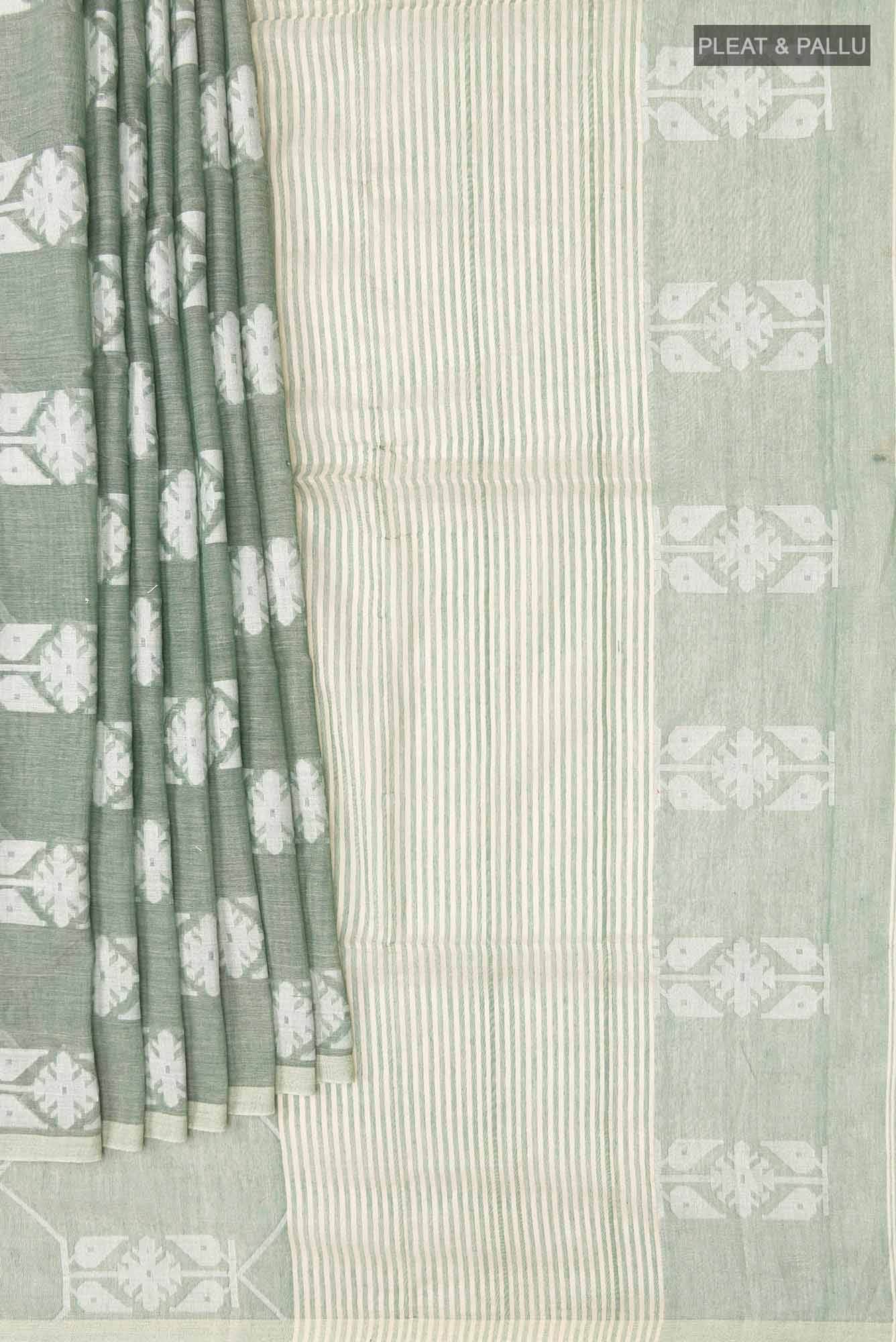 Suman-Green Bengal Cotton Saree - Image 2