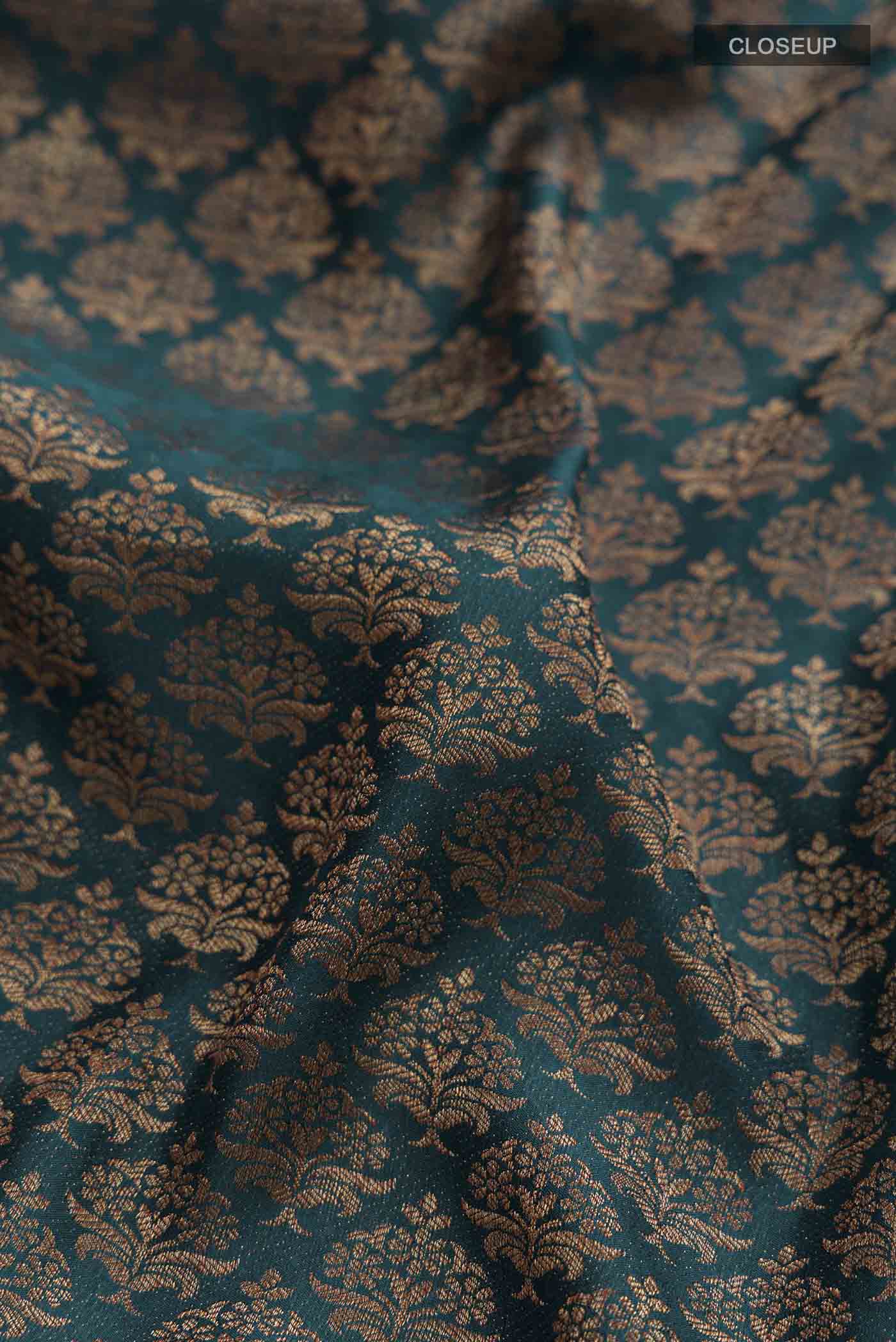 Teal Mysore Crepe Saree - Image 2