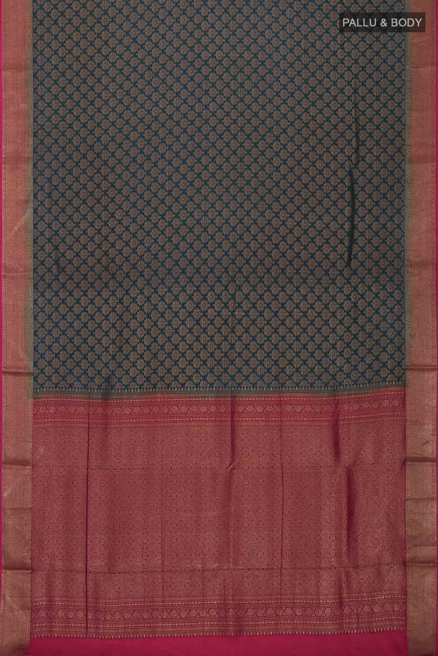 Teal Mysore Crepe Saree - Image 6