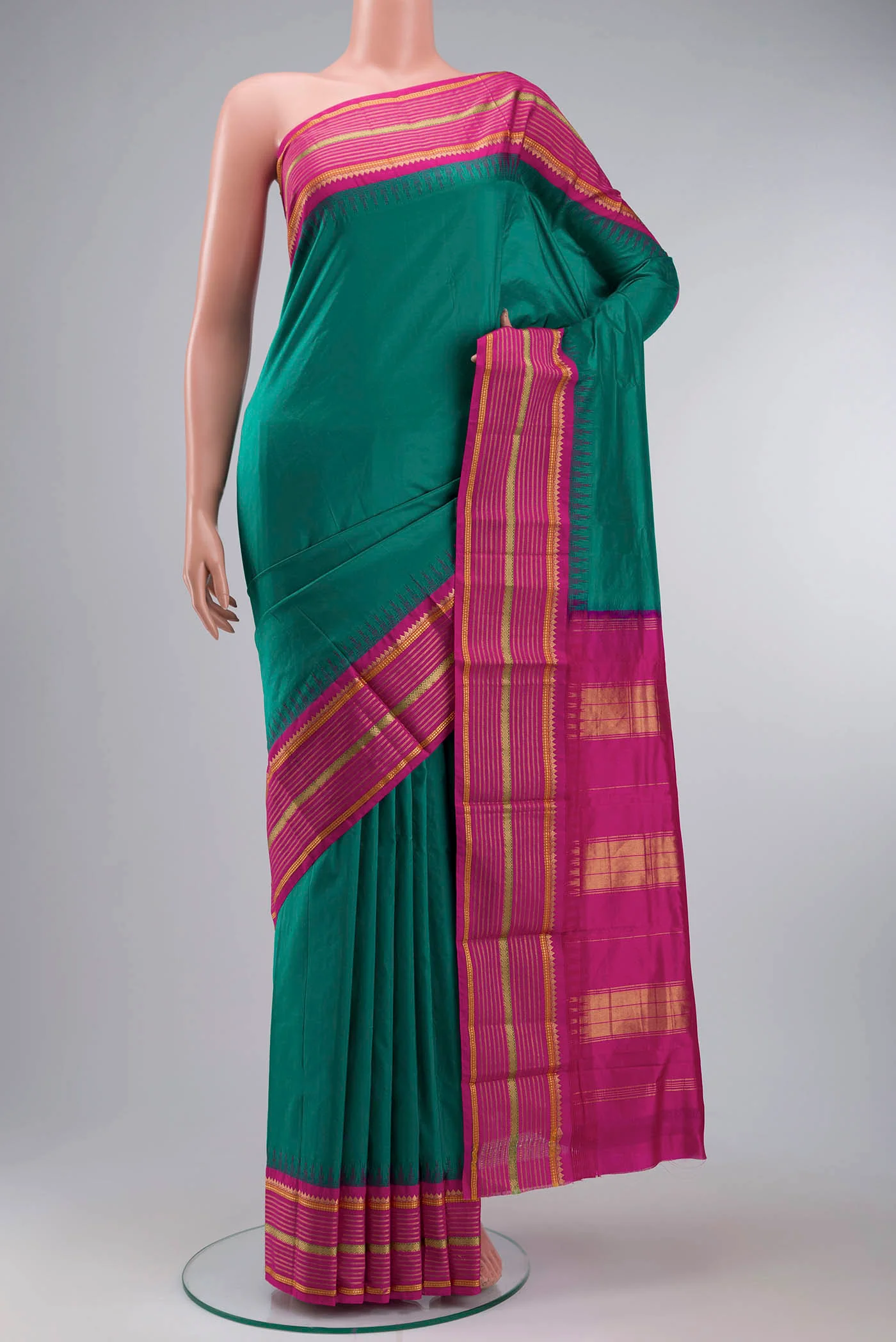Teal Bangalore Silk Saree