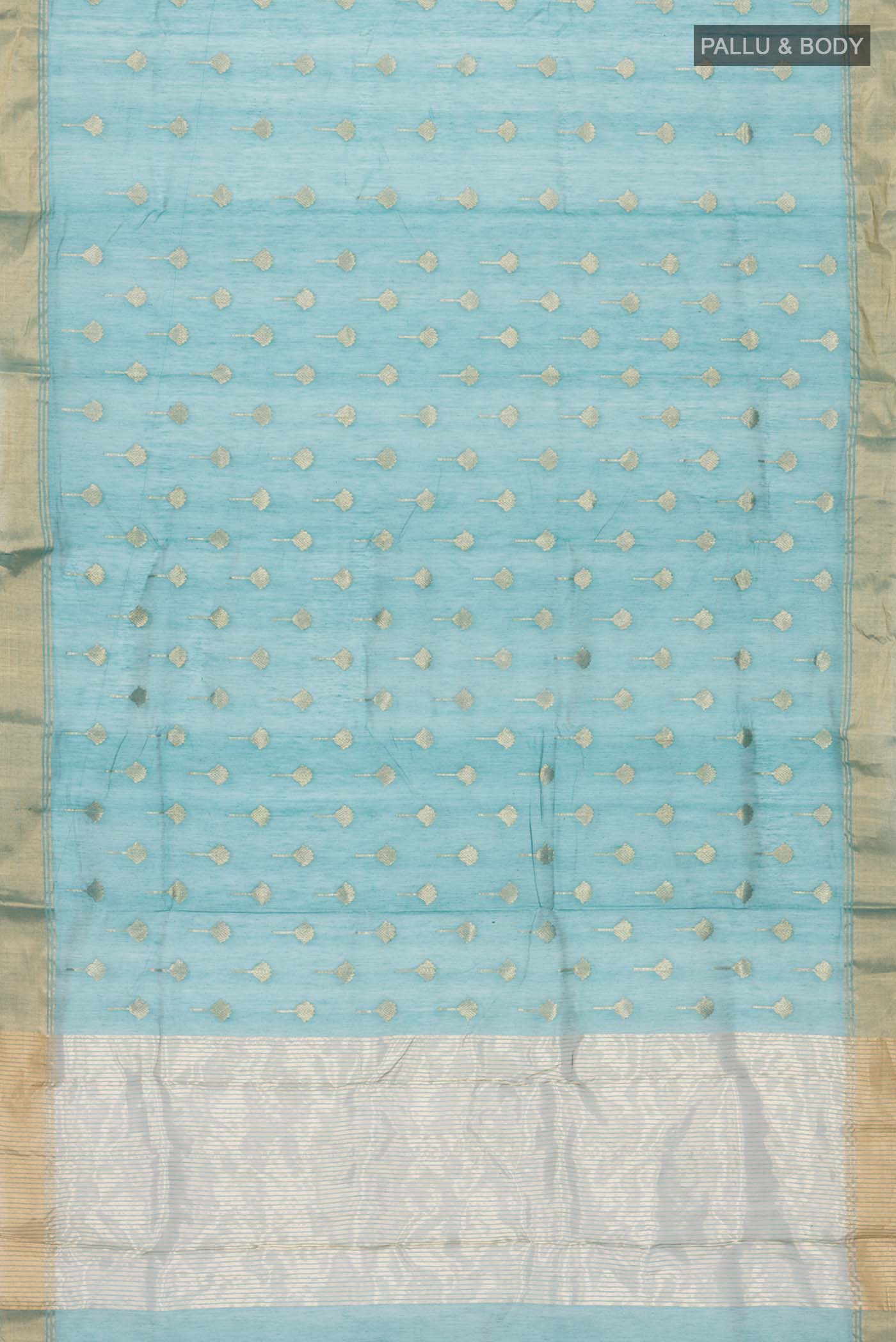 Teal Chanderi Silk Cotton Saree - Image 5