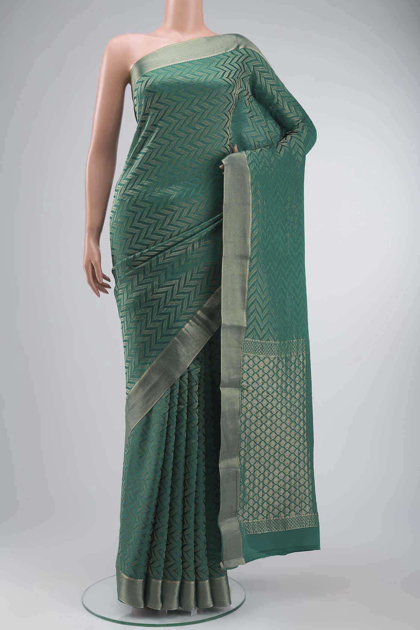 Teal Mysore Crepe Saree
