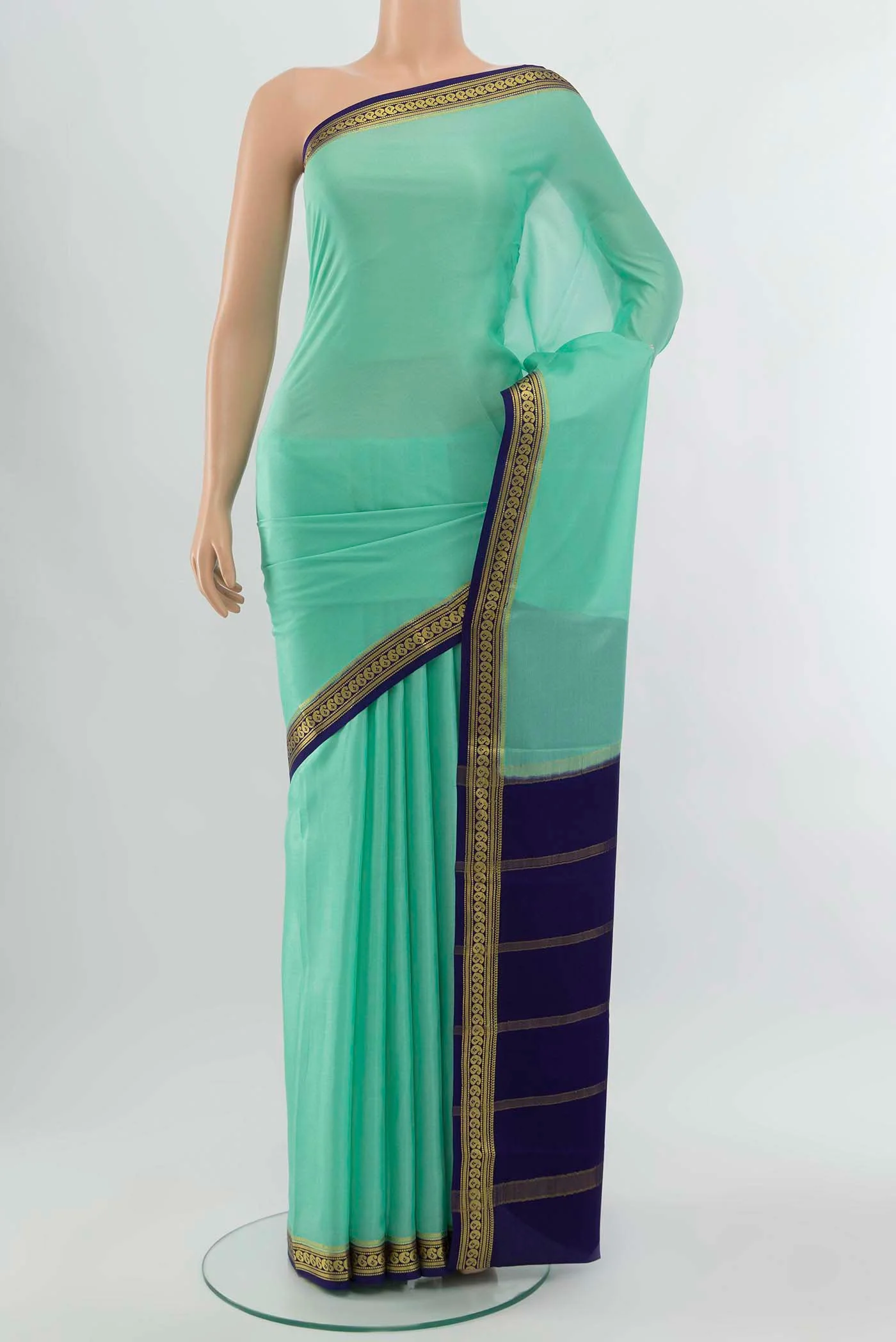 Teal Mysore Crepe Saree