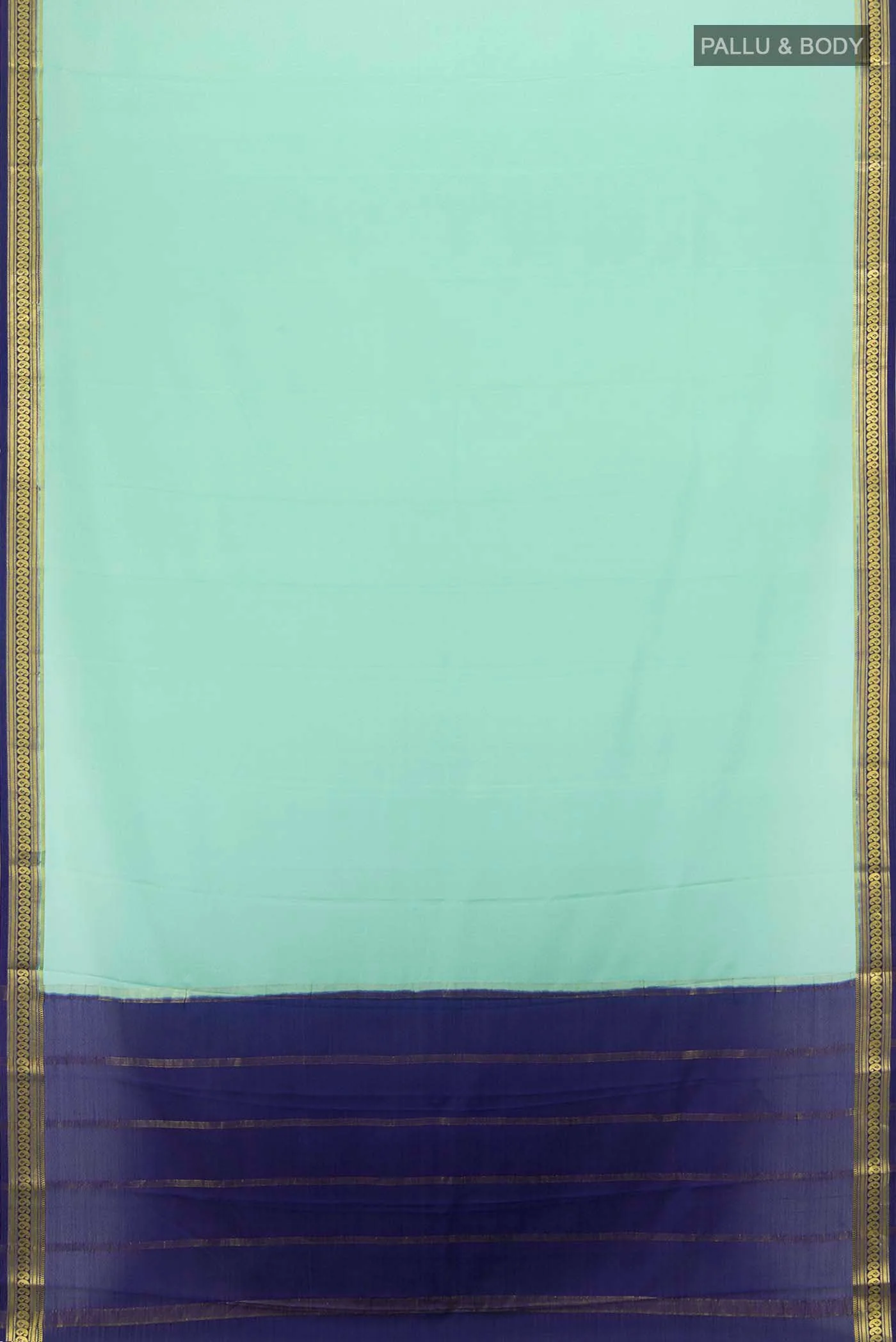 Teal Mysore Crepe Saree - Image 5
