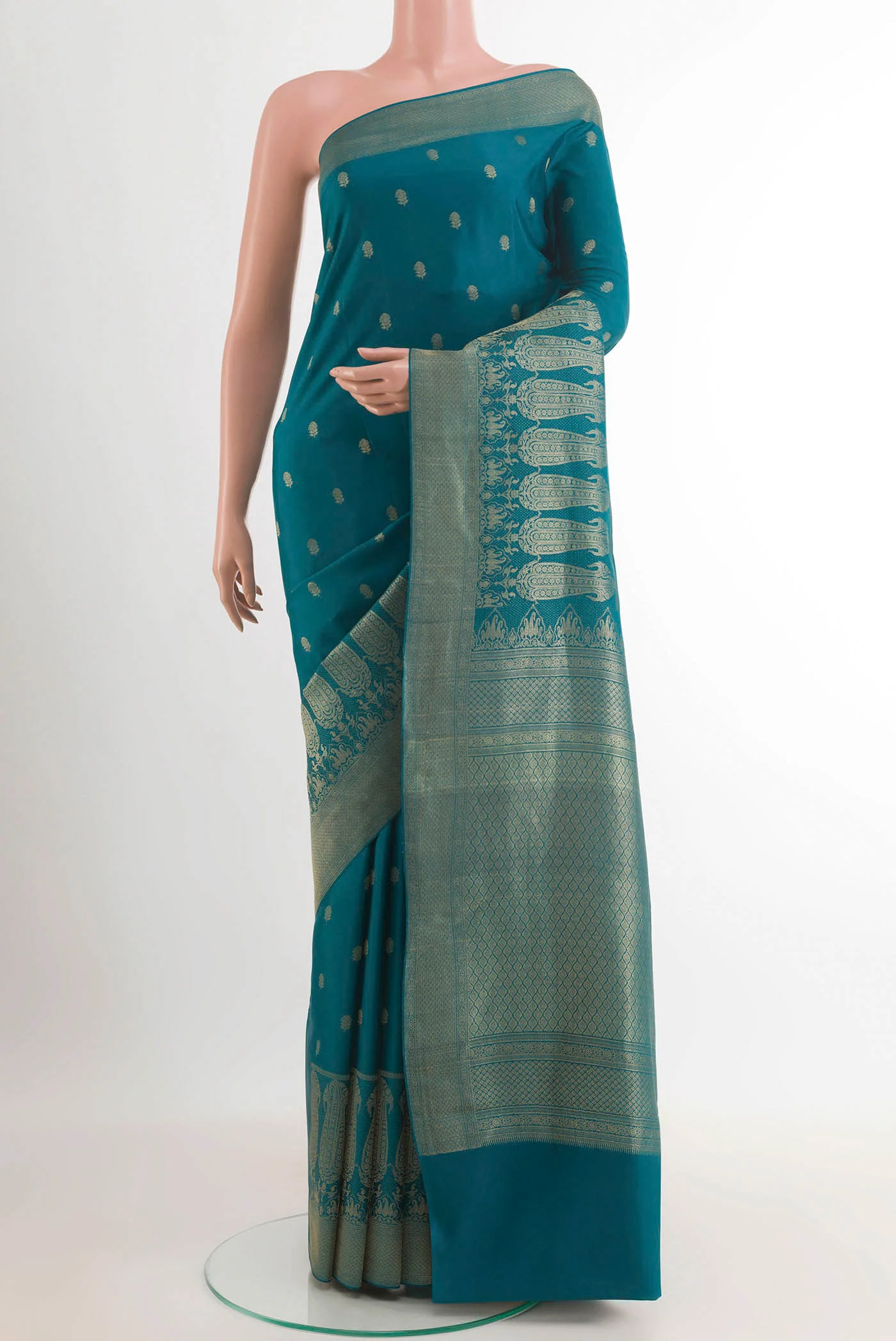 Blue Mysore Crepe Saree
