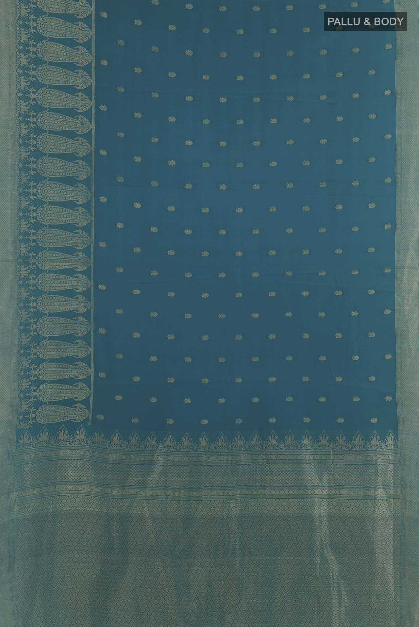 Blue Mysore Crepe Saree - Image 3
