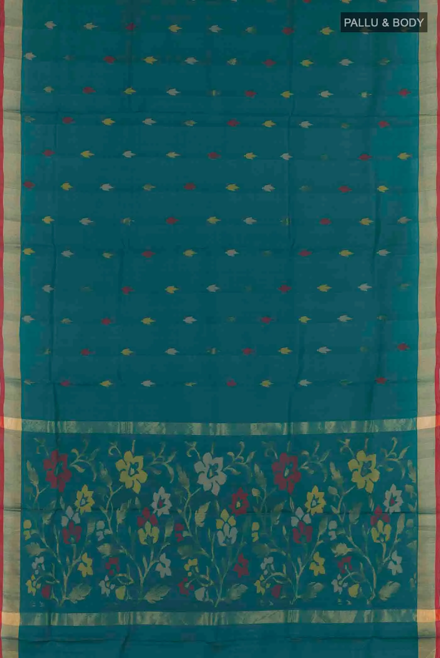Teal Uppada Silk Saree - Image 3